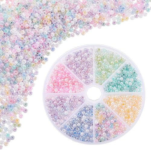 PH PandaHall 960 cuentas de semillas de vidrio, 8 colores de 0.157 pulgadas (0.157 in), cuentas de semillas de crema, cuentas de cintura de poni, PH PandaHall 960 cuentas de semillas de vidrio, 8 colores de 0.157 pulgadas (0.157 in), cuentas de semillas de crema, cuentas de cintura de poni,