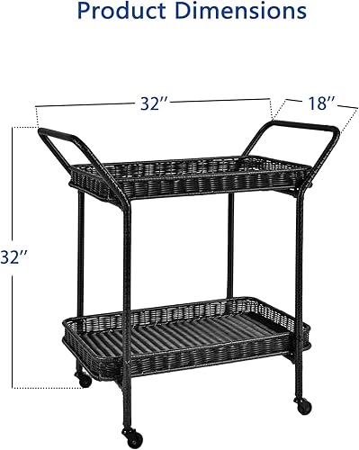 Miniatura 4 de Jeco Carrito de mimbre para patio en negro