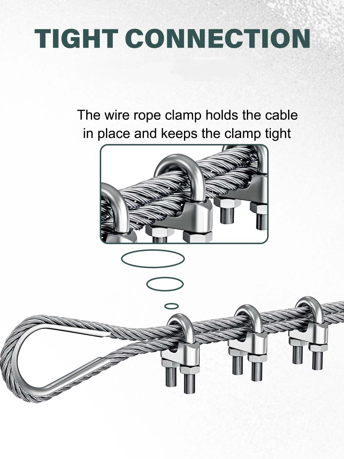 22 Pièces Serre Cable Acier 6mm, Serre Cable Inox pour Câble Métallique de Ø 6 mm, Serre Câbles en Acier Inoxydable à étrier U pour Fixation de Cordes et Suspension de Voiles d'Ombrage