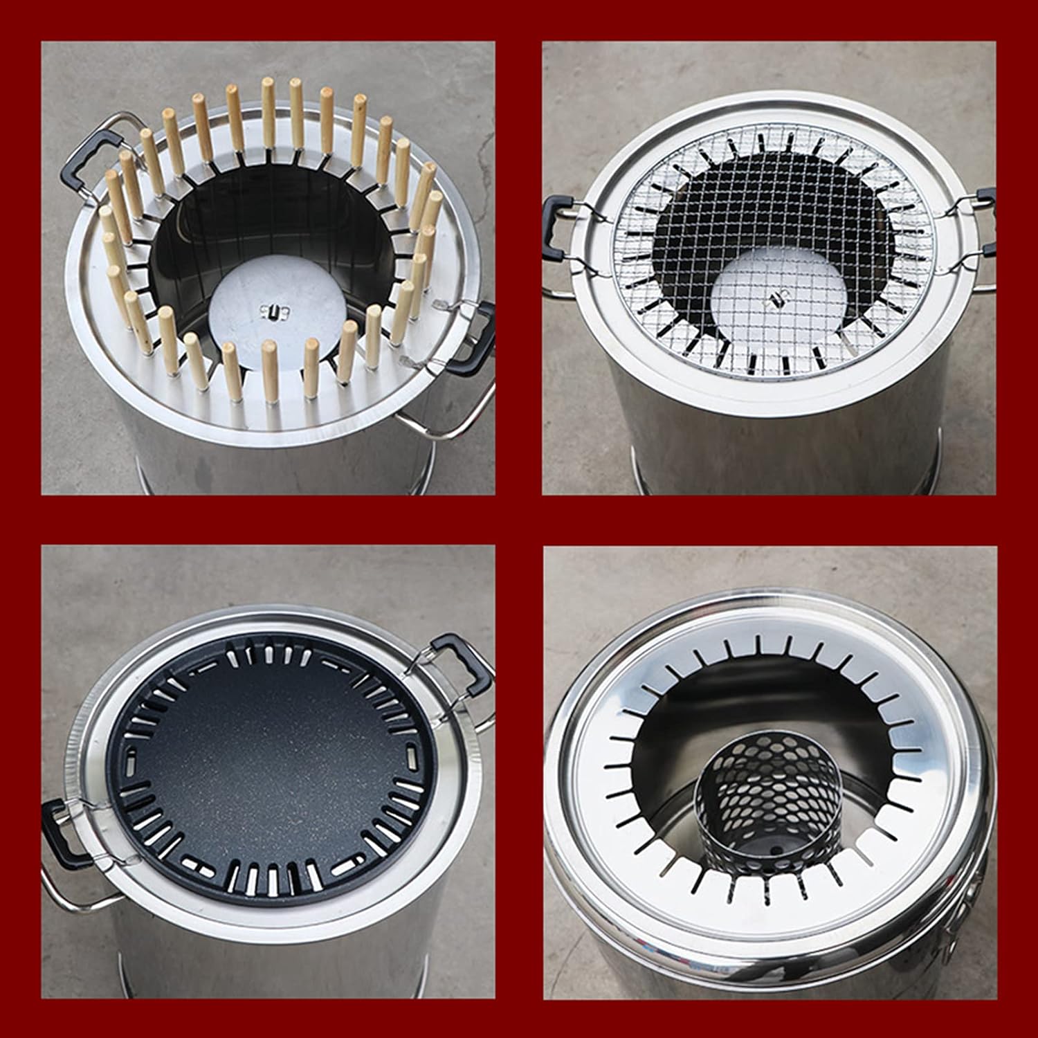 AIZYR Stainless Steel Charcoal Grill - Home Smokeless BBQ Accessories Kit for Picnic Camping Patio Backyard,33 * 40cm