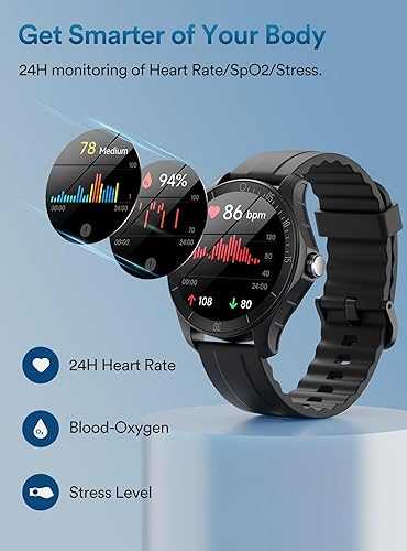 Miniatura 2 de Quican Reloj inteligente, rastreador de fitness con altavoz de llamadas Dail, pantalla táctil HD IP68 resistente al agua, 100 modos deportivos,