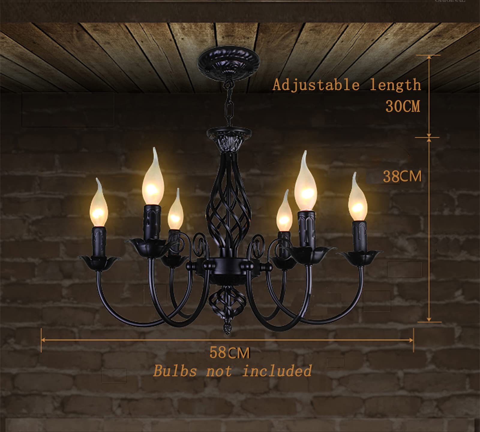 Vintage Kronleuchter Country Weiß, Pendelleuchten Vintage Kerze Französischer Kronleuchter, 6 Lichter Deckenleuchte Classic Hängende Lampe für Küche Wohnzimmer Schlafzimmer