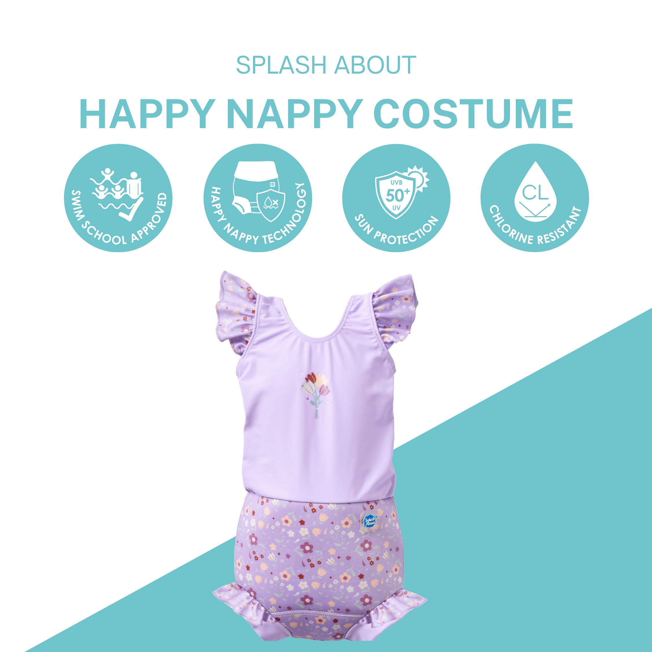 Splash About Baby-Mädchen Happy Nappy Costume Einteiliger Badeanzug