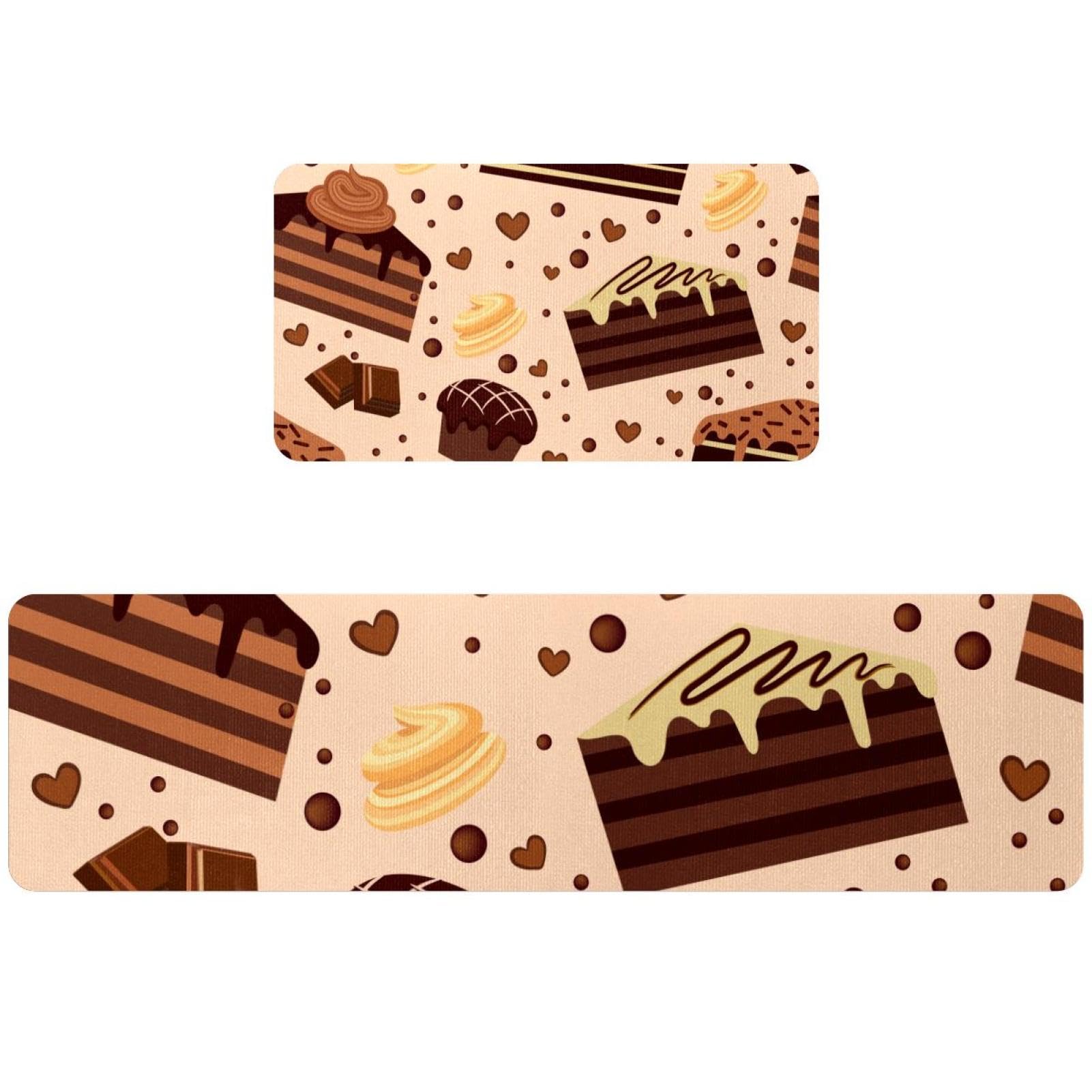 Lot de 2 tapis de cuisine gourmands muffins chocolat lavables et absorbants