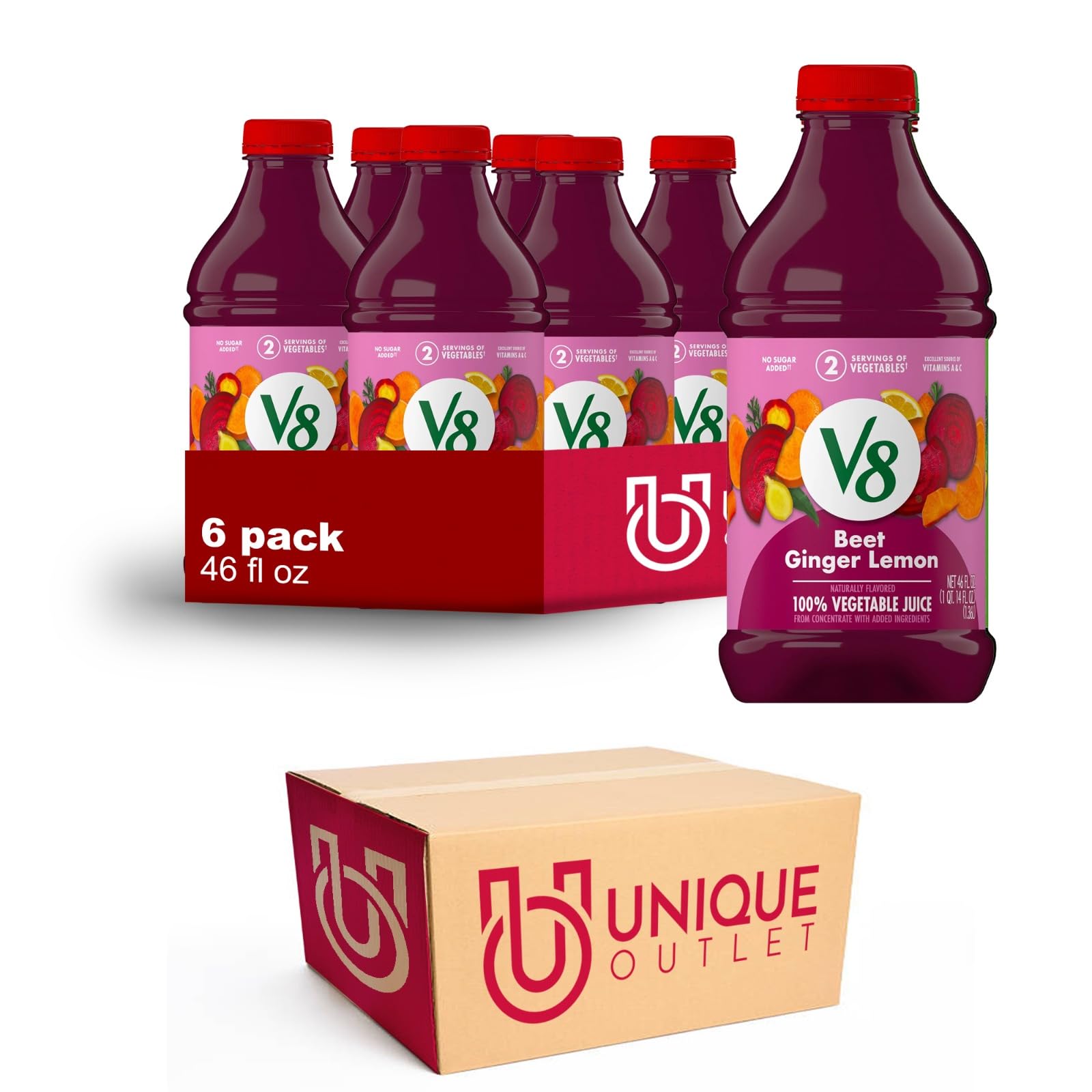 V8 Blends 5-Pack of Beet Ginger Lemon 100% Vegetable Juice 46 fl oz Plastic Bottle