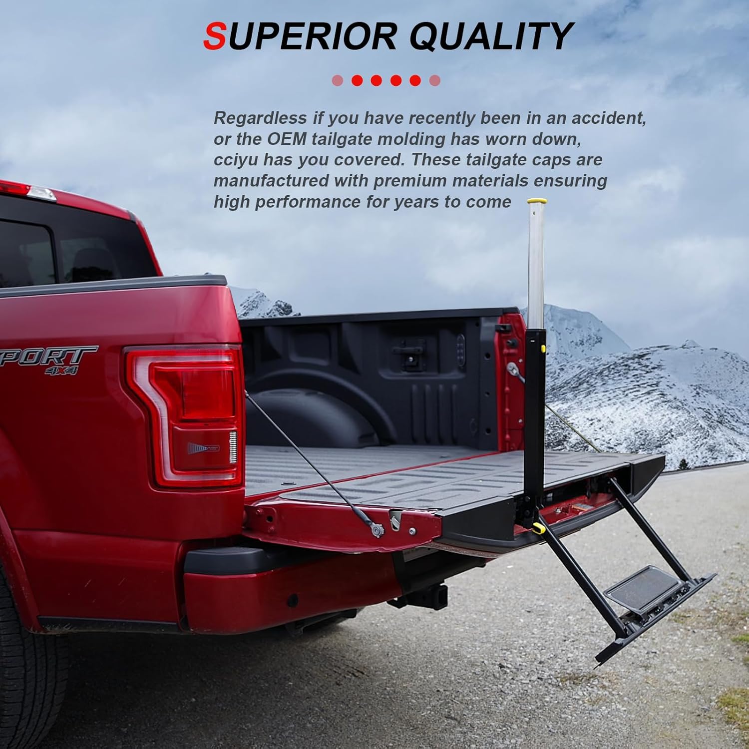 cciyu Tailgate Cap Molding FO1904123 Compatible with 2009-2014 for Ford for F-150 with Flex Step Top Rear Tailgate Moulding Trim,Matte Black