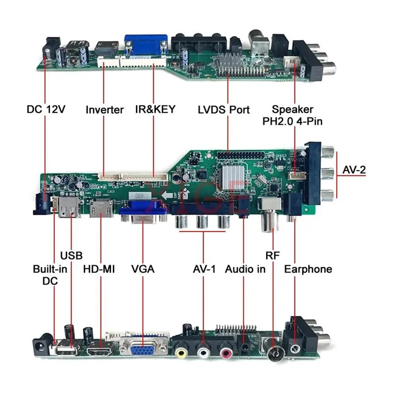 Scheda Driver LCD Adatta HV150UX1 IAUX14 ITUX97C N150U3 Monitor 1CCFL IR + AV + USB + HDMI + VGA 1600 * 1200 30 Pin LVDS Kit Segnale Digitale DVB Accessori For Laptop(For HV150UX1-100)