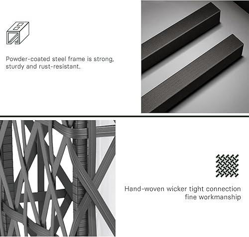 Miniatura 7 de Grand patio Lámpara de pie de mimbre con energía solar al aire libre Luz de cubierta resistente a la intemperie para porche de jardín - Gris