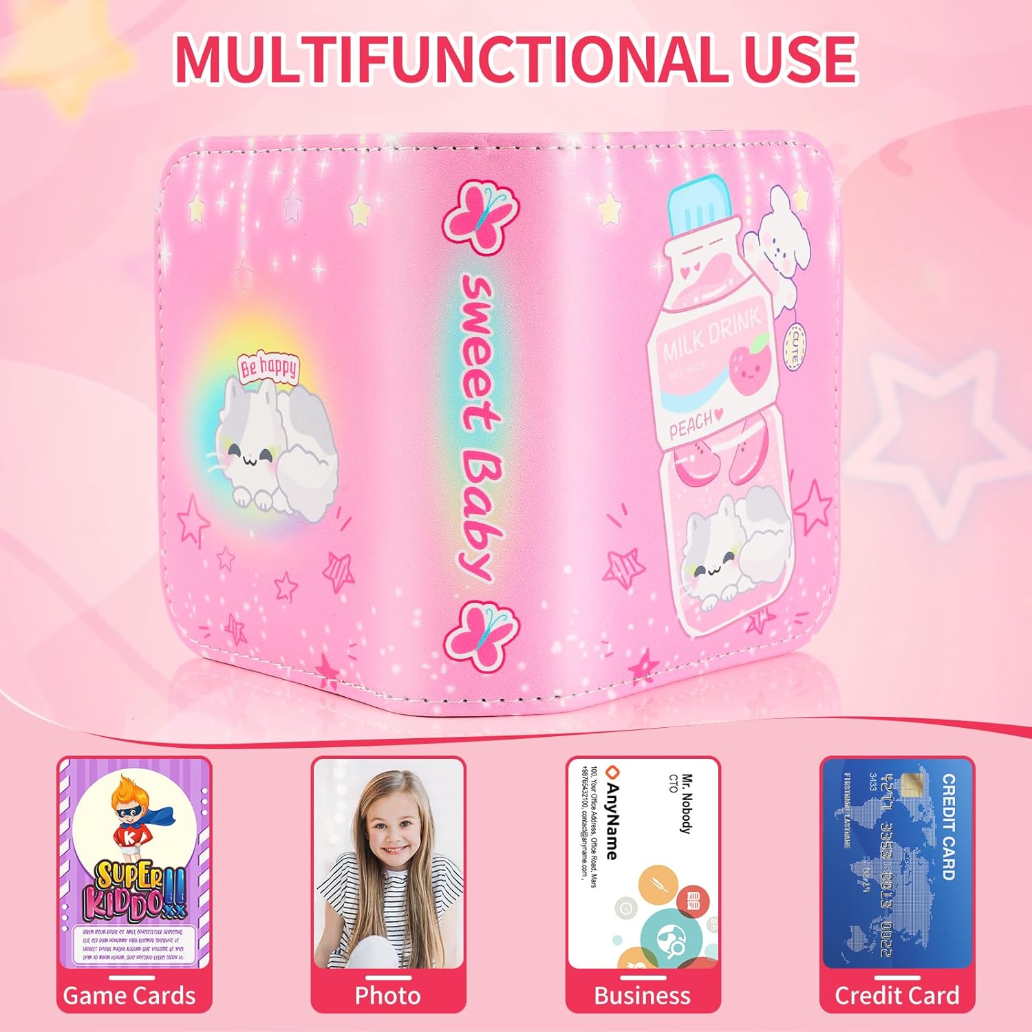 Small 1 Pocket Card Binder for Cards,Mini Trading Card Binder Holder Fits 80 Cards with 40 Removable Sleeves,Card Collection Binder Album Book Case for TCG,MTG,Sports Games (Bottle Cat)