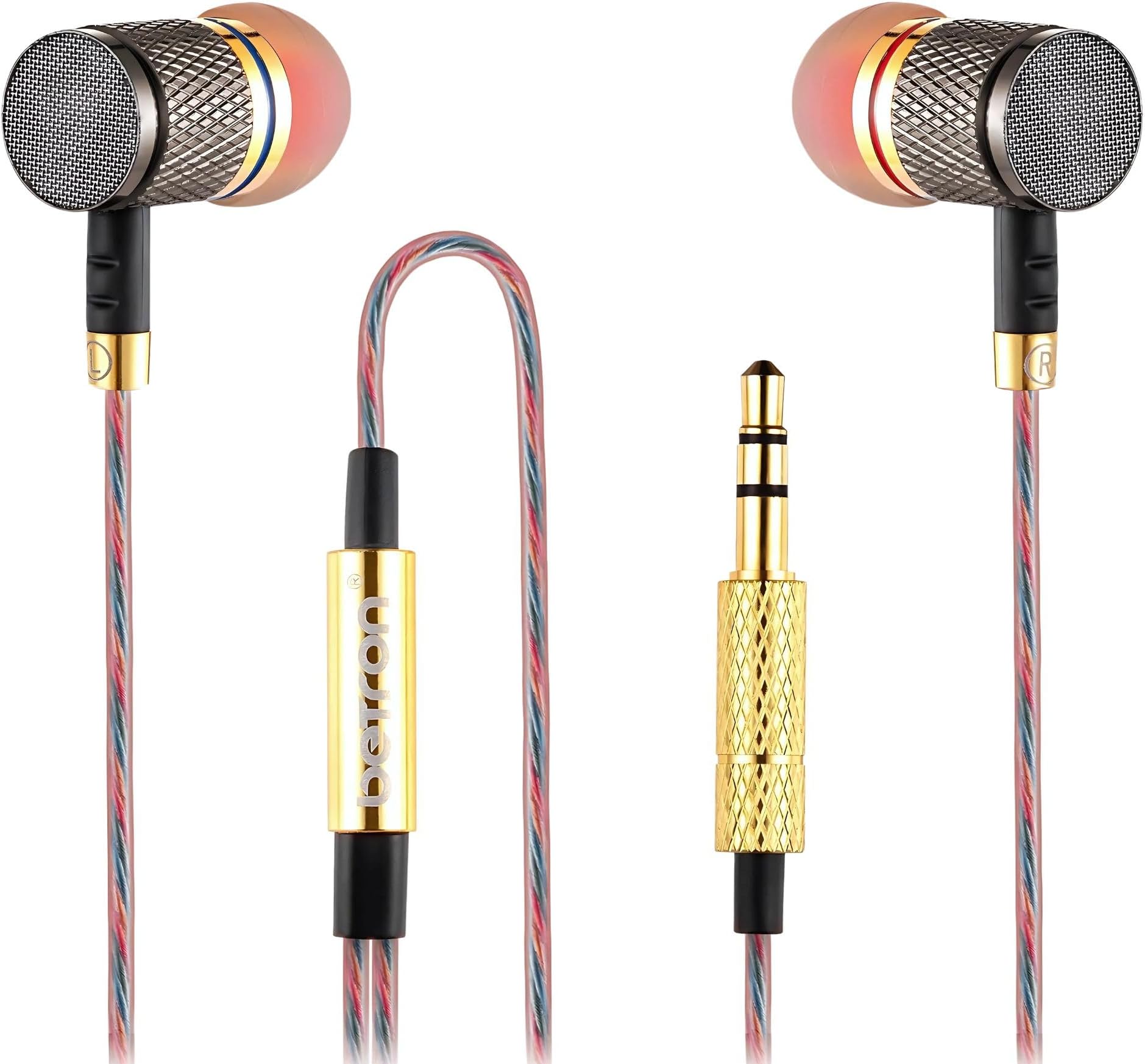 YSM1000 Wired In-Ear Headphones, Noise Isolating Earbuds with Powerful Bass Sound, Tangle-Free Cable and 3.5mm Jack for Phone, Laptop, Tablet
