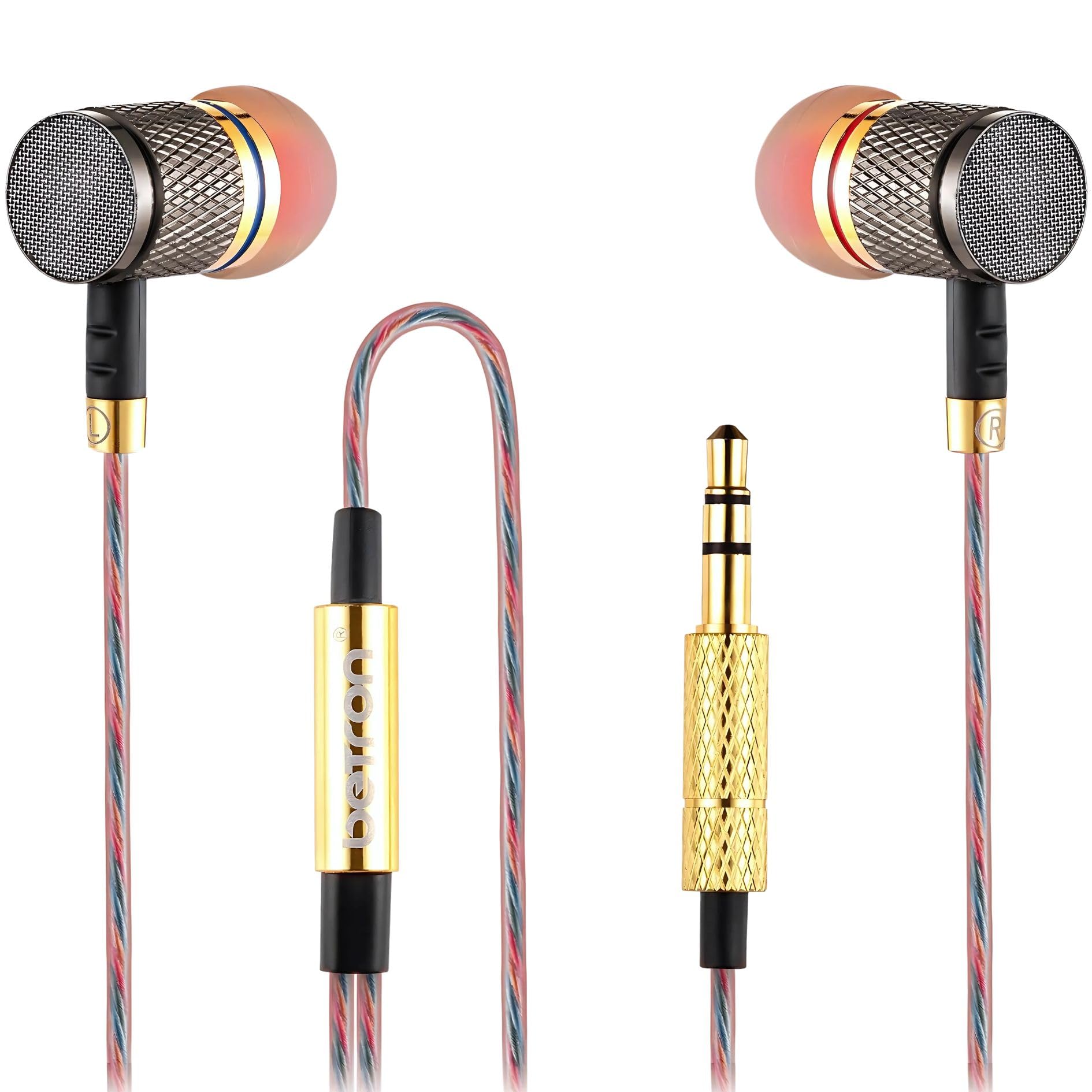 YSM1000 Wired In-Ear Headphones, Noise Isolating Earbuds with Powerful Bass Sound, Tangle-Free Cable and 3.5mm Jack for Phone, Laptop, Tablet