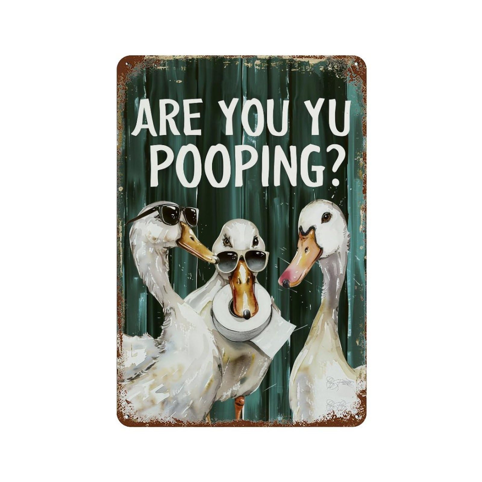 FHUYEURHRY Duck Bathroom 04 Wall Decor Retro Iron Vintage Art Metal Tin Sign Poster Modern Home Cofffee Club Art Bar Shop Decorations Style-13 30x20cm