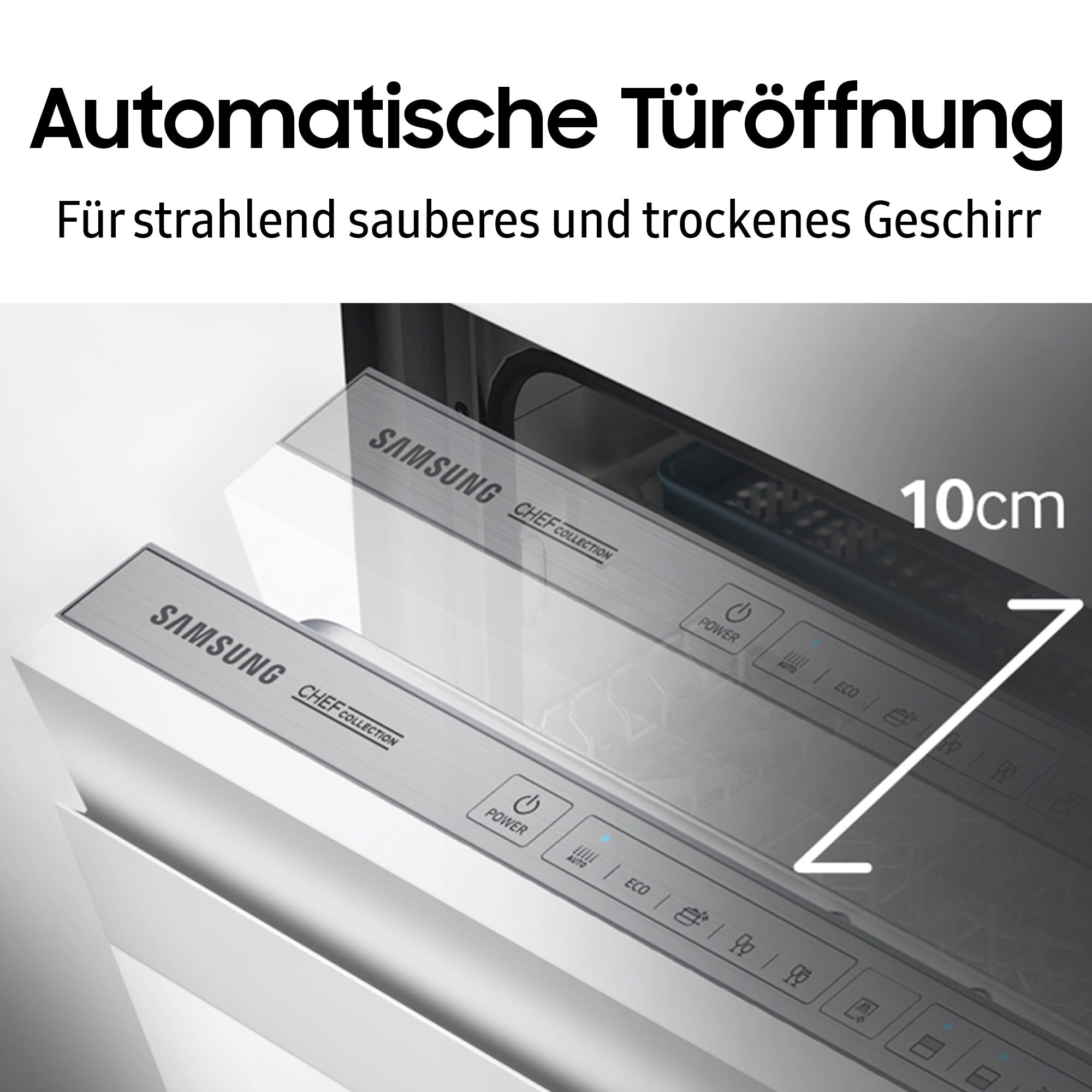 Samsung Geschirrspüler, 60 cm, Vollintegrierbar, EEK: A, 14 Maßgedecke, 7,9 l Wasserverbrauch, WaterJet Clean, SmartThings AI Energy Mode, 43 dB(A), Weiß, DW60CG880B00EG