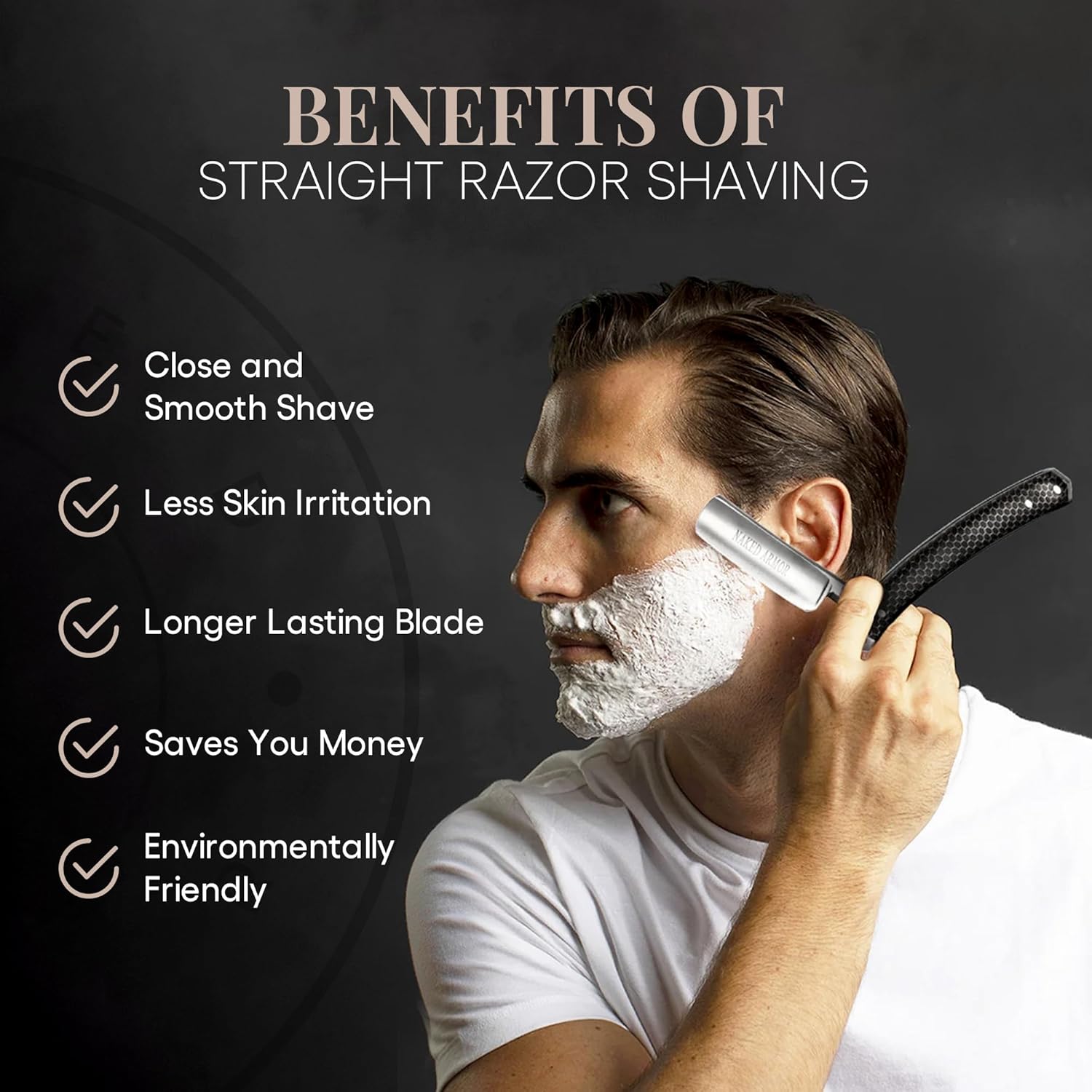 Naked Armor Elyan Straight Razor - Shave Ready Japanese Steel Straight Razors for Men with Resin Scale, Case Included, Close Shave