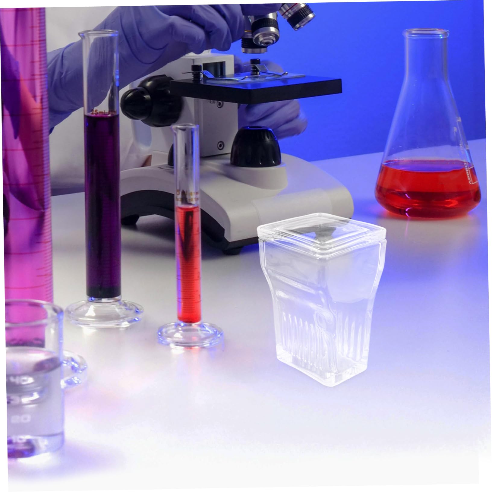 OUNONA Barattolo Vetrini con Coperchio 2 Pezzi in Vetro Trasparente per Colorazione Capacità 5 e 9 Design Verticale Salvaspazio per Laboratorio e Medicina