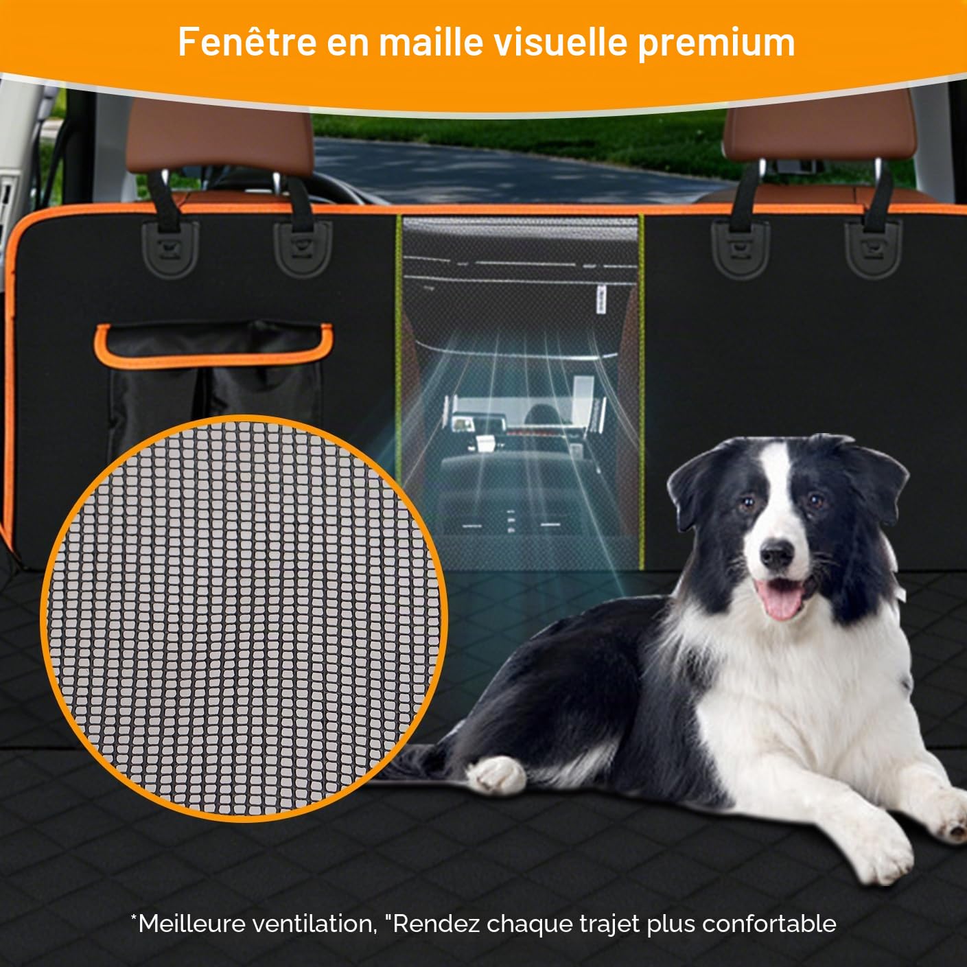 Sgizoku Housse de siège de voiture pour chien, imperméable et résistante aux rayures, hamac pour chien 600D pour siège arrière de voiture, antidérapant avec fenêtre en maille, protecteur de siège pour