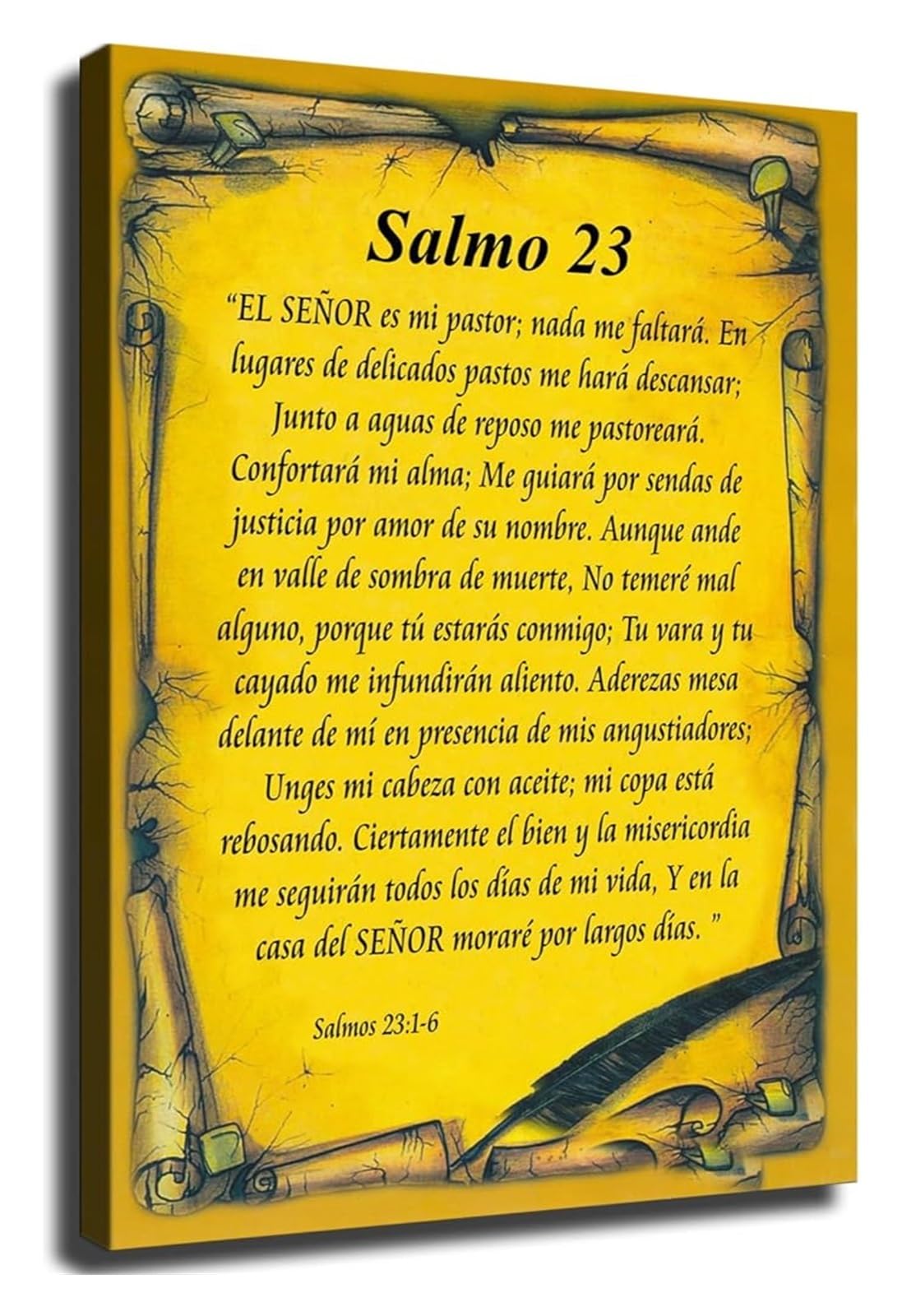 BYLSAGWHT Scripture Art Spanish Psalm 23 Poster Wall-Art for Space Room(Framed,08x12inch(20x30cm))