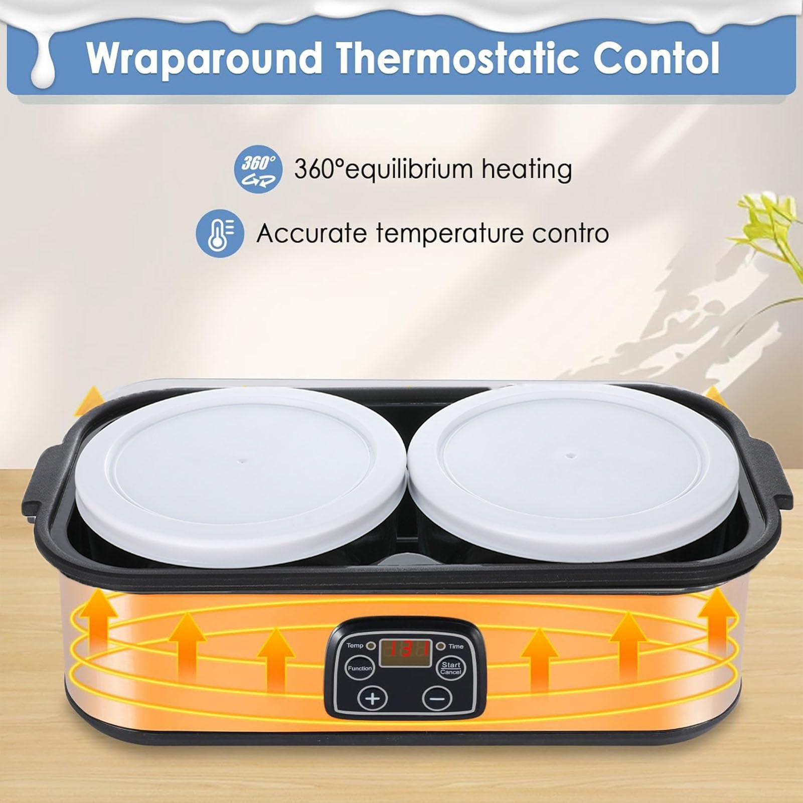 Fabricante de Yogurt, 2L Automático de Yogur Digital Maquinem Maquinem Incubadora de Yogurt Casero con Frascos de Vidrio, Temperatura y Control de Tiempo Ajustable (EU)