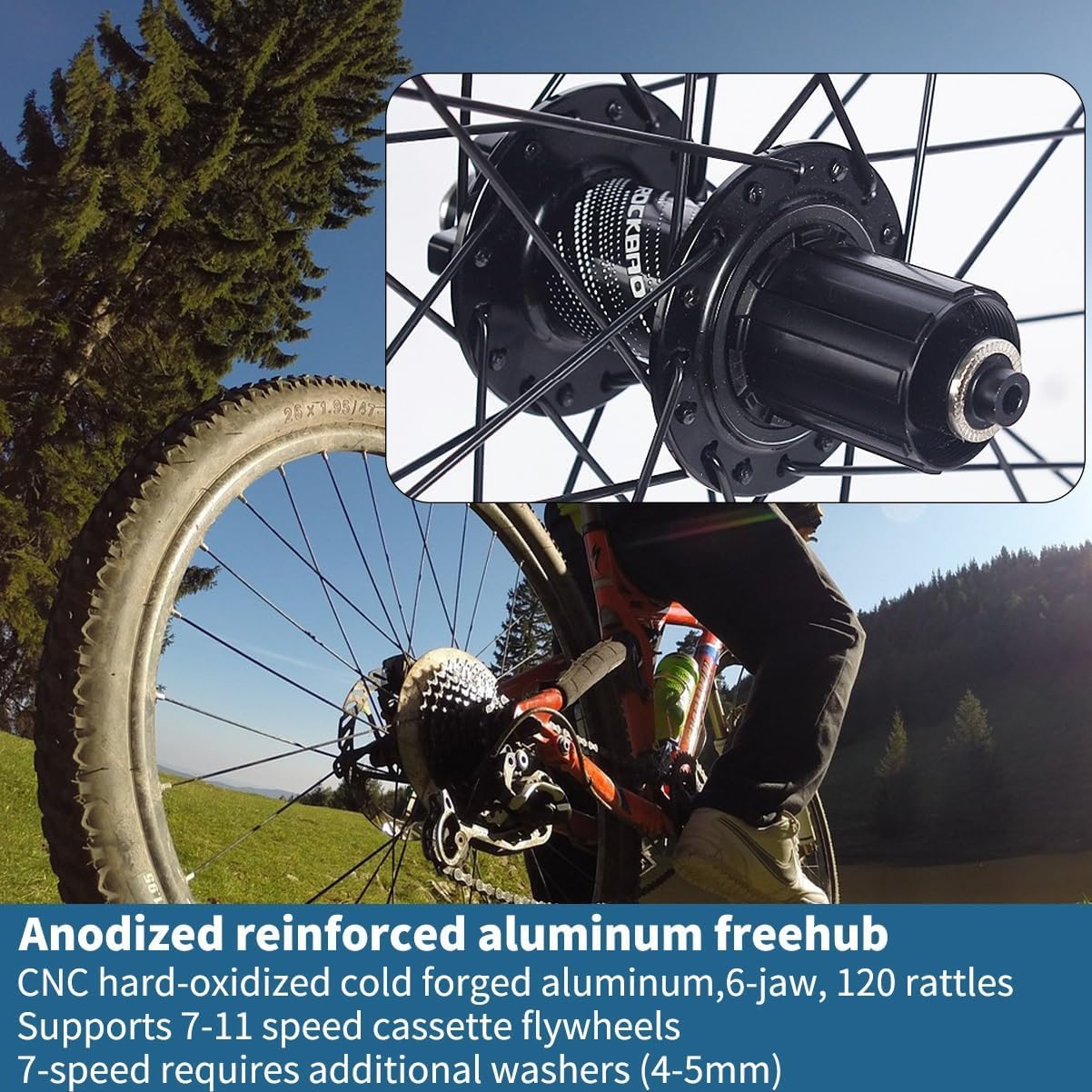 26/27,5/29 Zoll Fahrrad Laufradsatz Scheibenbremse Schnellspanner Mountainbike Laufräder Alu Doppelwandfelge 32H Nabe Für 7-11 Fach Kassette