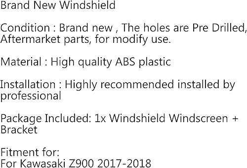 Miniatura 5 de Mad Hornets Parabrisas ABS para Kawasaki Z900 Z 900 (2017-2018) Negro