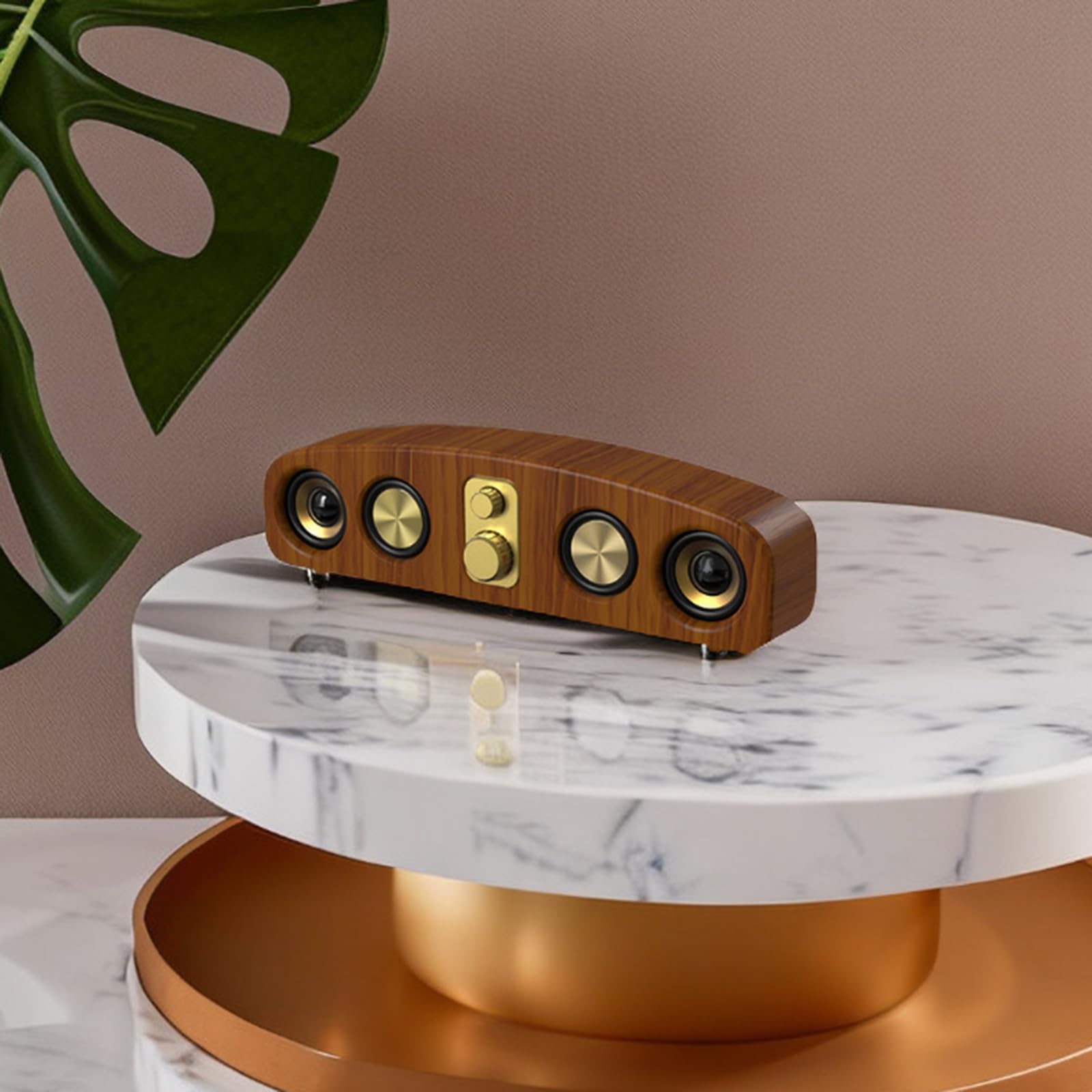 Retro Drewniane GłOśNiki Soundbar, Bluetooth 5.0, System DźWięKu Przestrzennego Kina Domowego, Listwy DźWięKowe, Soundbar Bluetooth Do Telewizora, Projektora,Brown,31.8 * 5.6 * 9.6cm