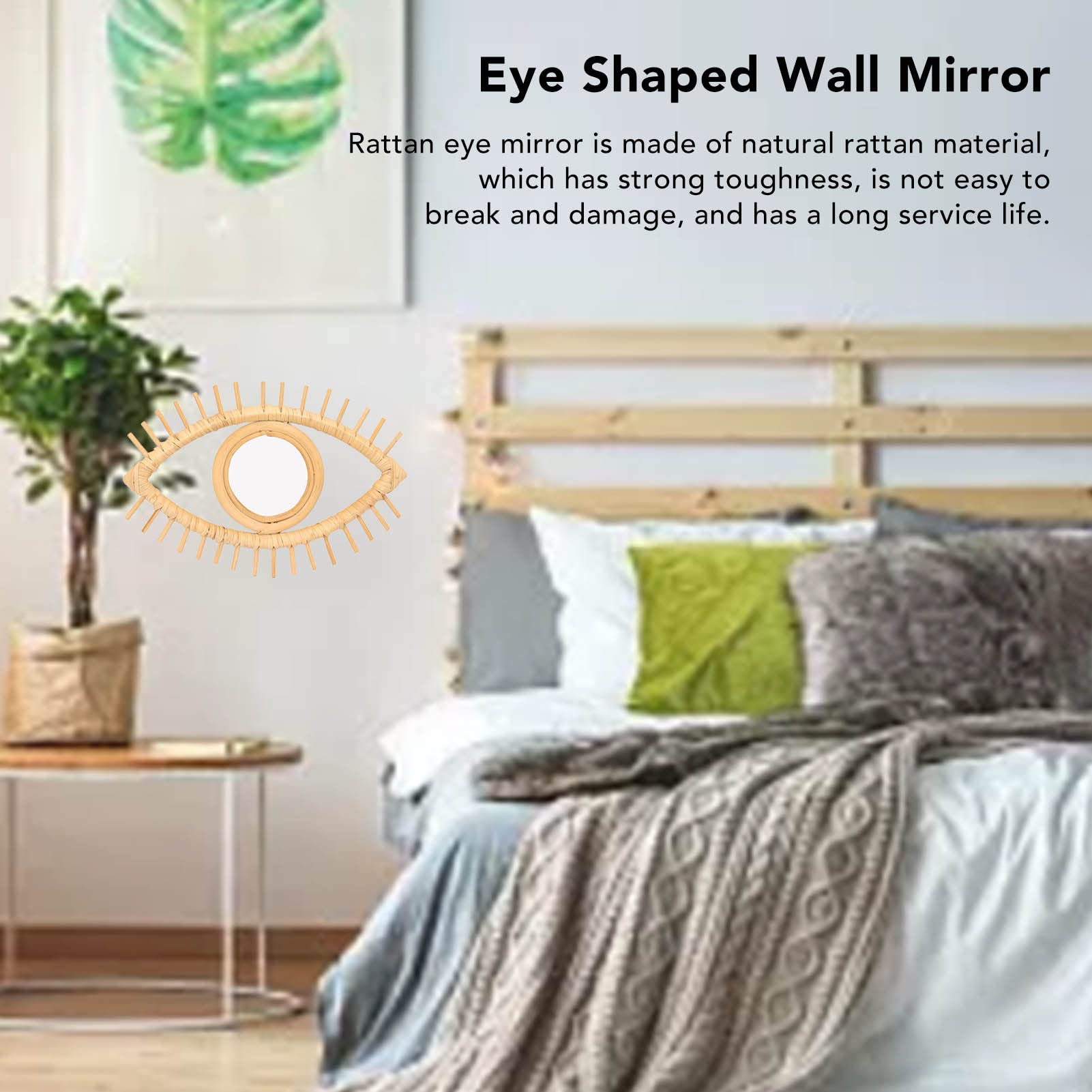 Specchio Per Occhi in Rattan, Specchio da Parete a Forma di Occhio, Decorazione da Parete Specchio in Rattan, Ornamenti Simbolici Ed Eleganti Realizzati Per La Decorazione del Bagno Dell'hotel Domesti