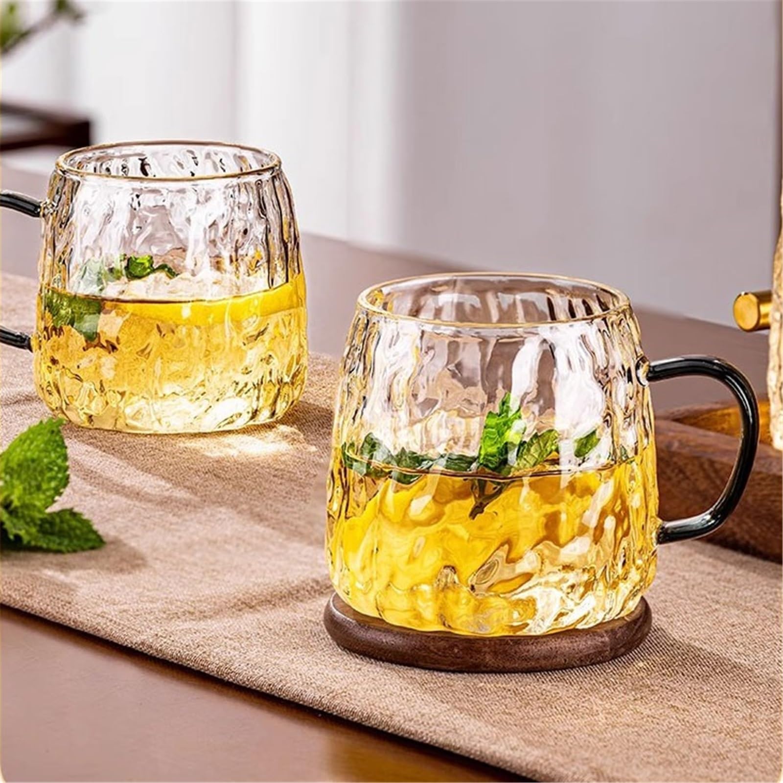 Küche Trinkgläser-Set mit Gletscherstruktur und Griffen Saft