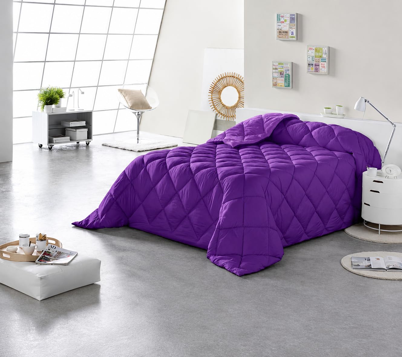 MATBOTEX.COM ROPA DE HOGAR & BEBE Edredón Nórdico Bicolor, Relleno 400 gr/m² Fibra Virgen Siliconada, Microfibra 100% Poliéster, Hipoalergénico (Malva -Lila, Cama 105-(200 x 270) cm)