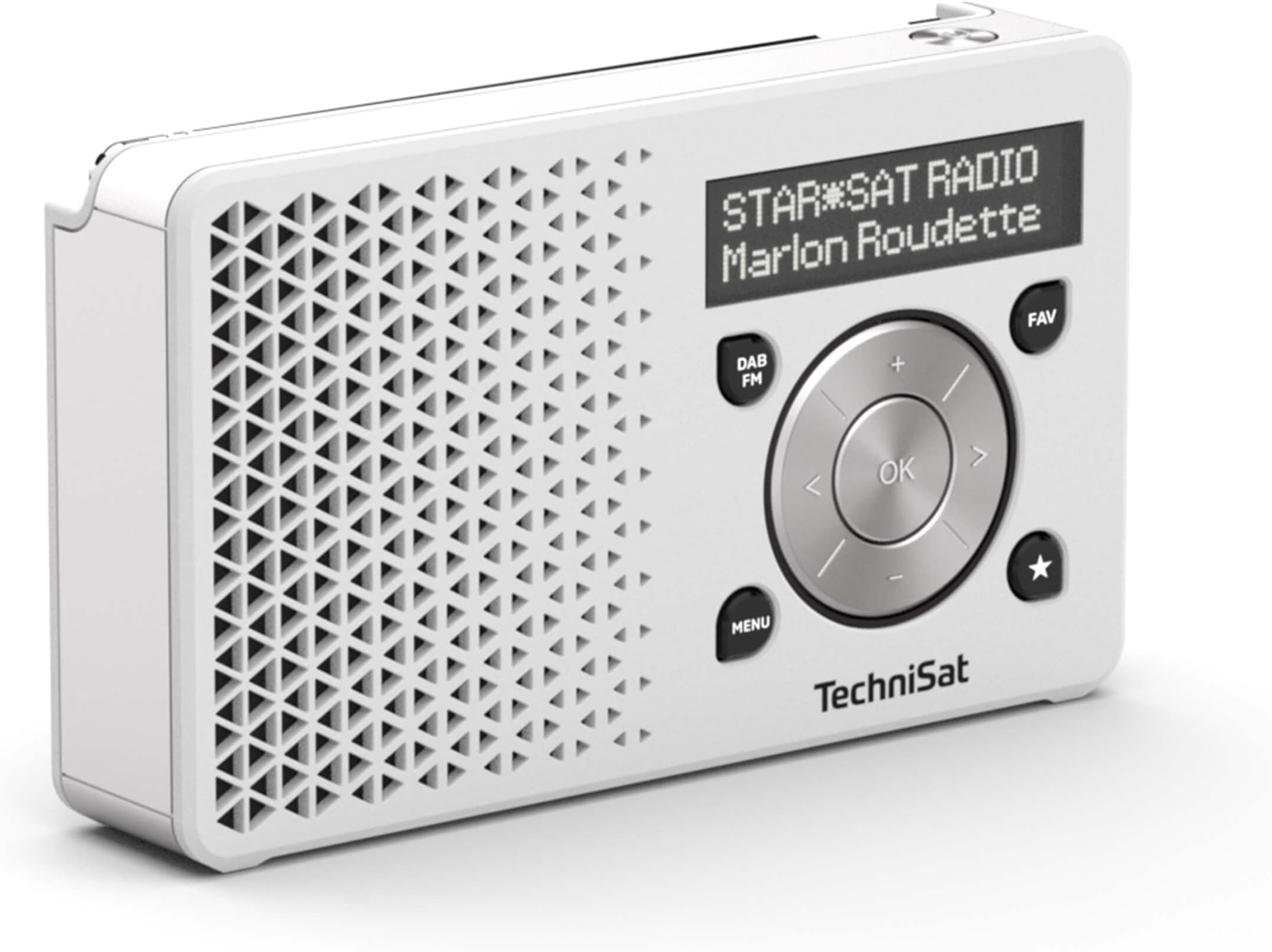 TechniSat DIGITRADIO 1 - Portable DAB+ Radio with Battery (DAB, FM, Speaker, Headphone Jack, Favorite Memory, OLED Display, Compact, 1 Watt RMS) White/Silver