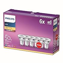 Philips LED, Faretto, 6 pz, equivalente a 50W, attacco GU10, Luce Bianca Calda
