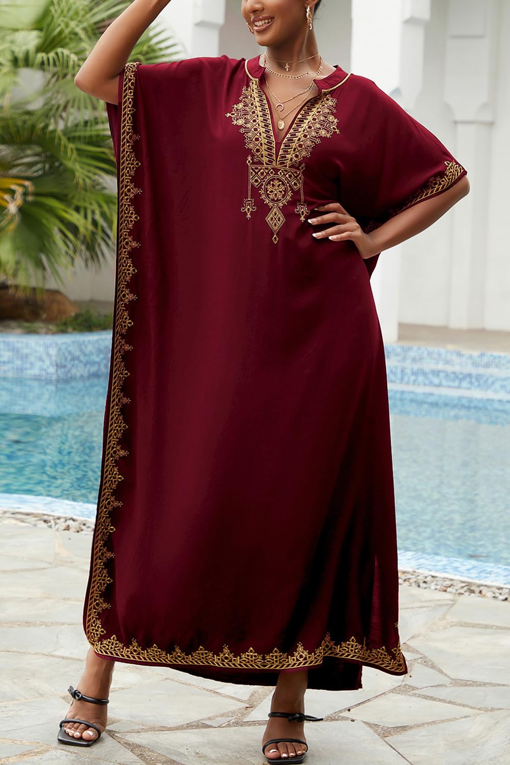 Femmes Plage Caftan Surdimensionné Chemise de Nuit Bohomian Kimono Vêtements de Nuit Biniki Couverture Ups Sarong Paréo