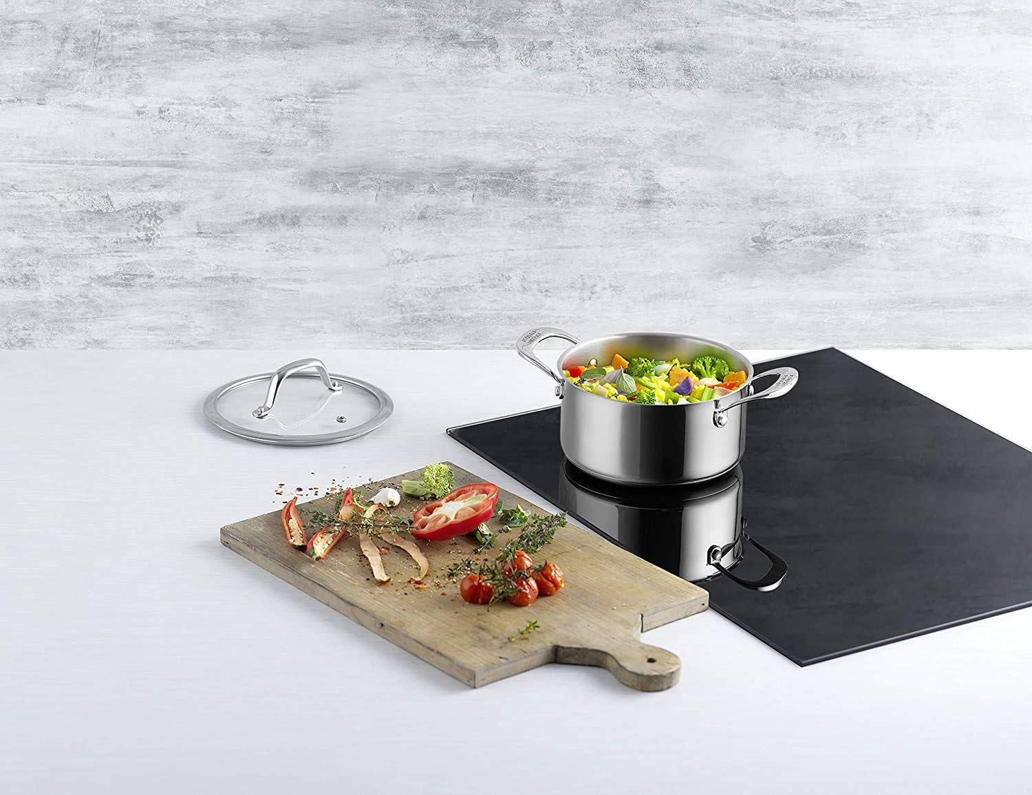 KUHN RIKON Allround, Cacerola para para horno e inducción con tapa de cristal, 20 cm/3,1 litros ,Acero inoxidable
