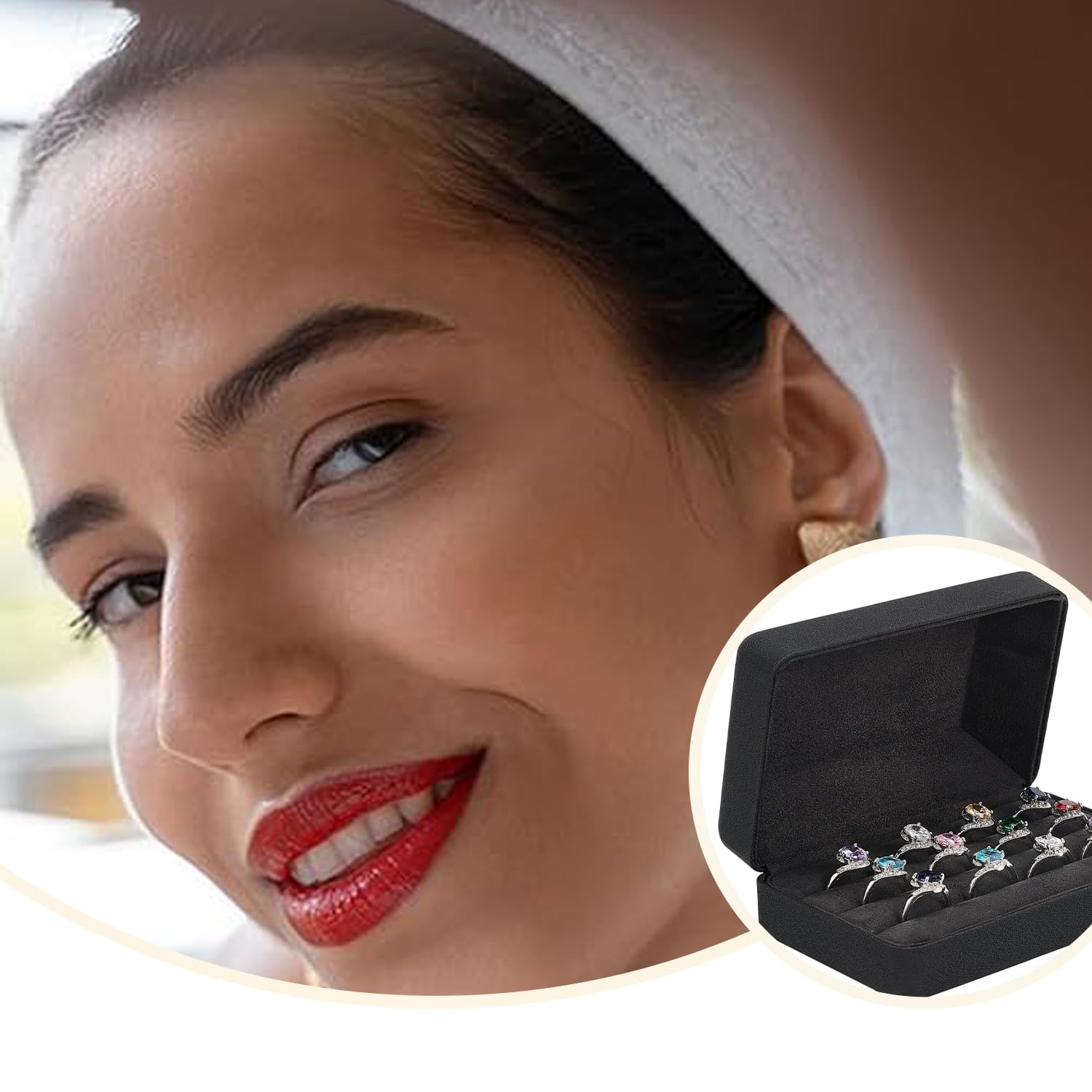 Boite Bague, Boite Rangement Bijoux, Rangement Bague, Boîtes à Bijoux Et Présentoirs, Cuir Pu Boîte De Présentation Pour Femmes, Hommes, Filles, Boucles d'Oreilles, Boutons De Manchette