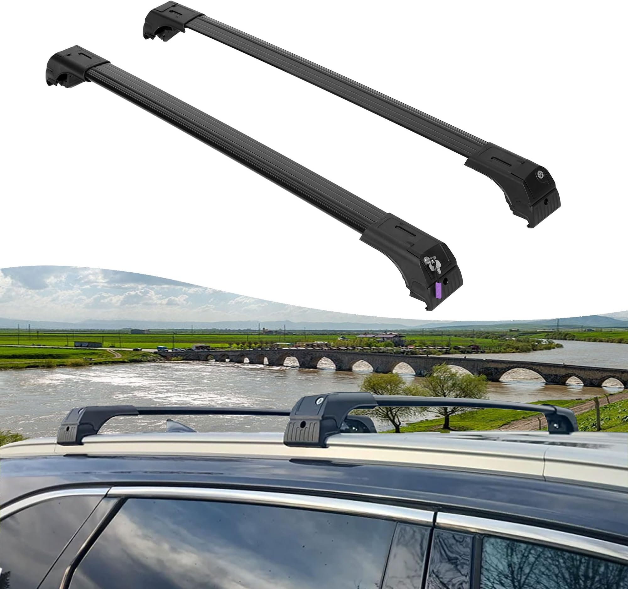 Car Roof Bars for Buick Enclave 2025 Onwards; Lockable Roof Rack Cross Bars, Compatible with Flush-Mounted Roof Rails (2 Pcs)