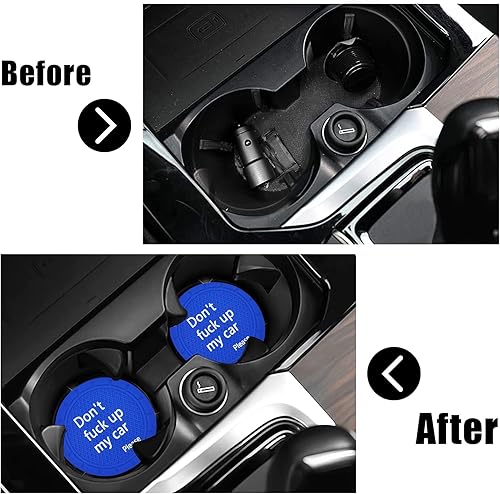 Miniatura 6 de Portavasos para automóvil, antideslizante, para automóvil, con diseño divertido y decorativo  Don't Fuck up My Car Please, adecuado para la mayoría