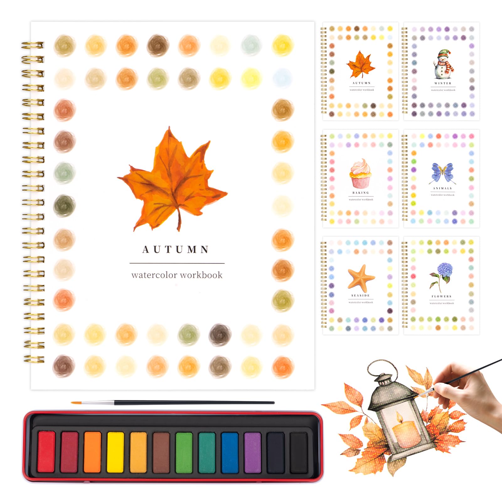 Beginner Watercolor Kit - Painting Workbook & 12 Colors -1
