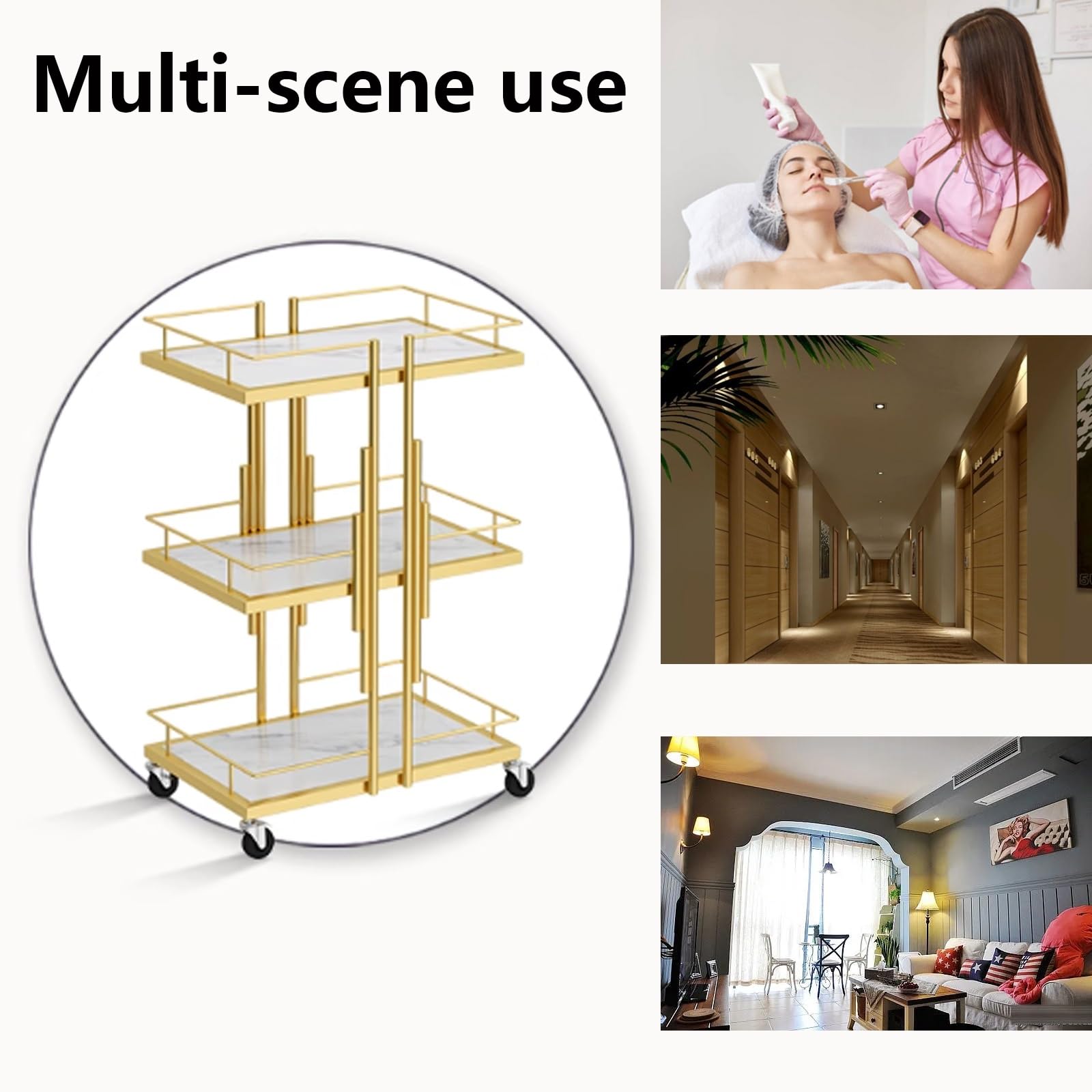 Carrito de esteticista con ruedas, organizador de almacenamiento móvil para spa de belleza, cosmetología, masaje y herramientas de tatuaje, gran capacidad, color plateado