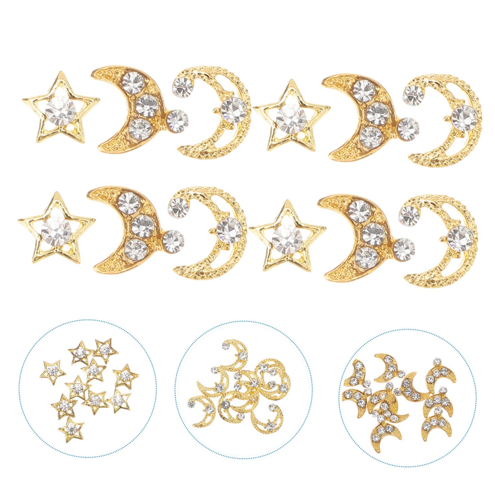 SHERCHPRY 4 Set Ciondoli Unghie Metallo Decorazioni Per Nail Art Accessori Glamour Per Unghie Con Facili Applicare E Personalizzare 30 Pezzi*4