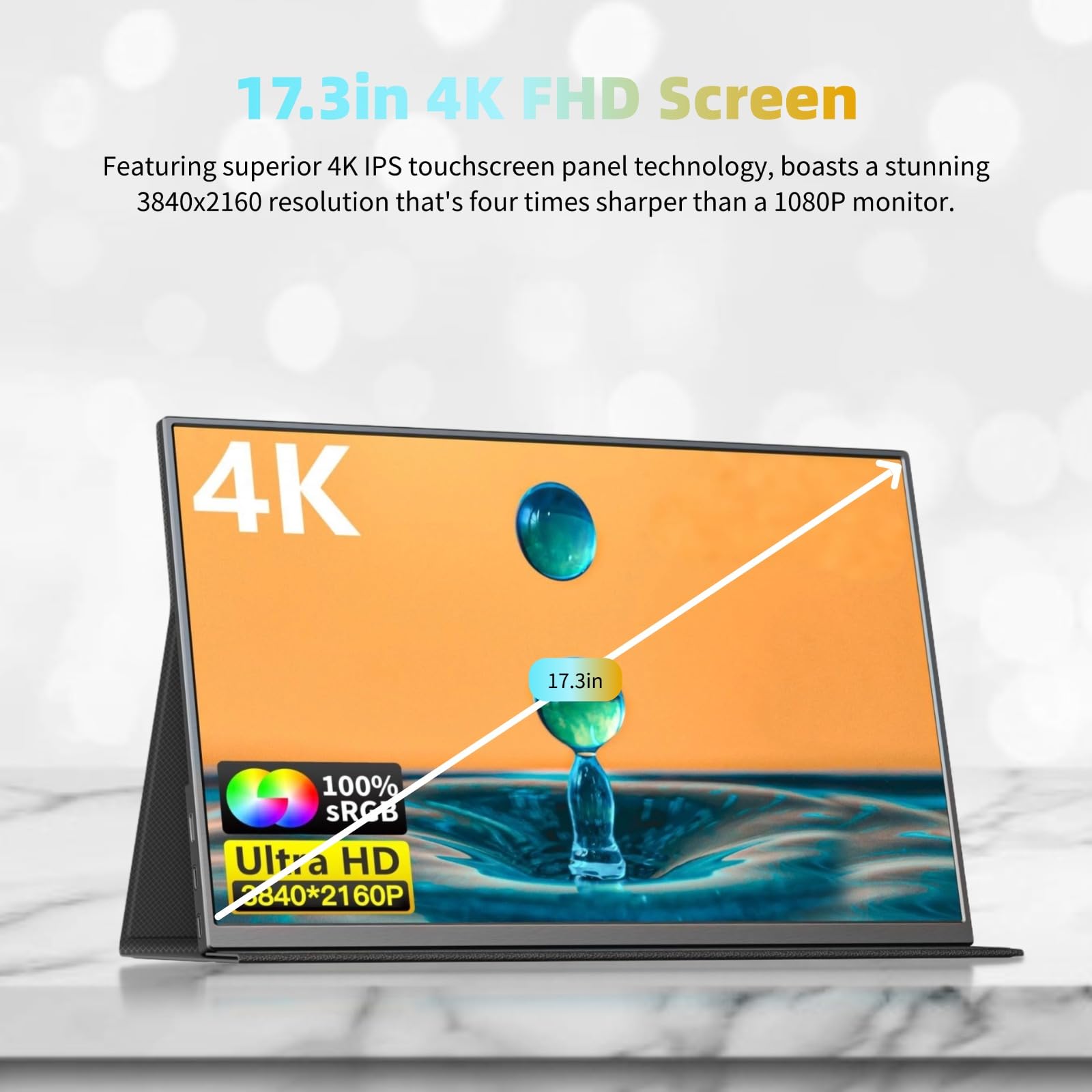 Amazon.co.jp: ポータブルモニター、17.3インチ4K FHD 3840x2160P 60Hz 