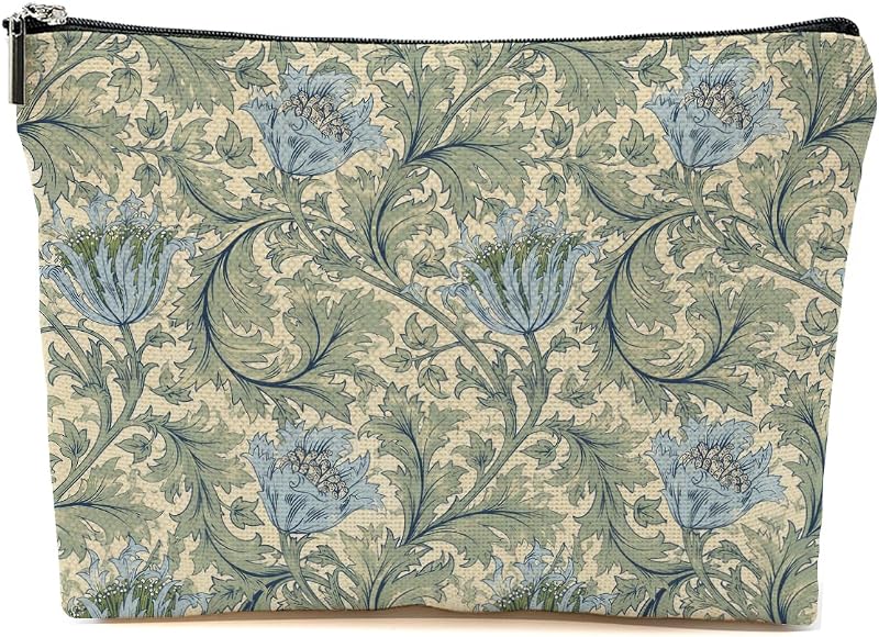 Necessaire de maquiagem Blue Leaves William Morris Floral Verde