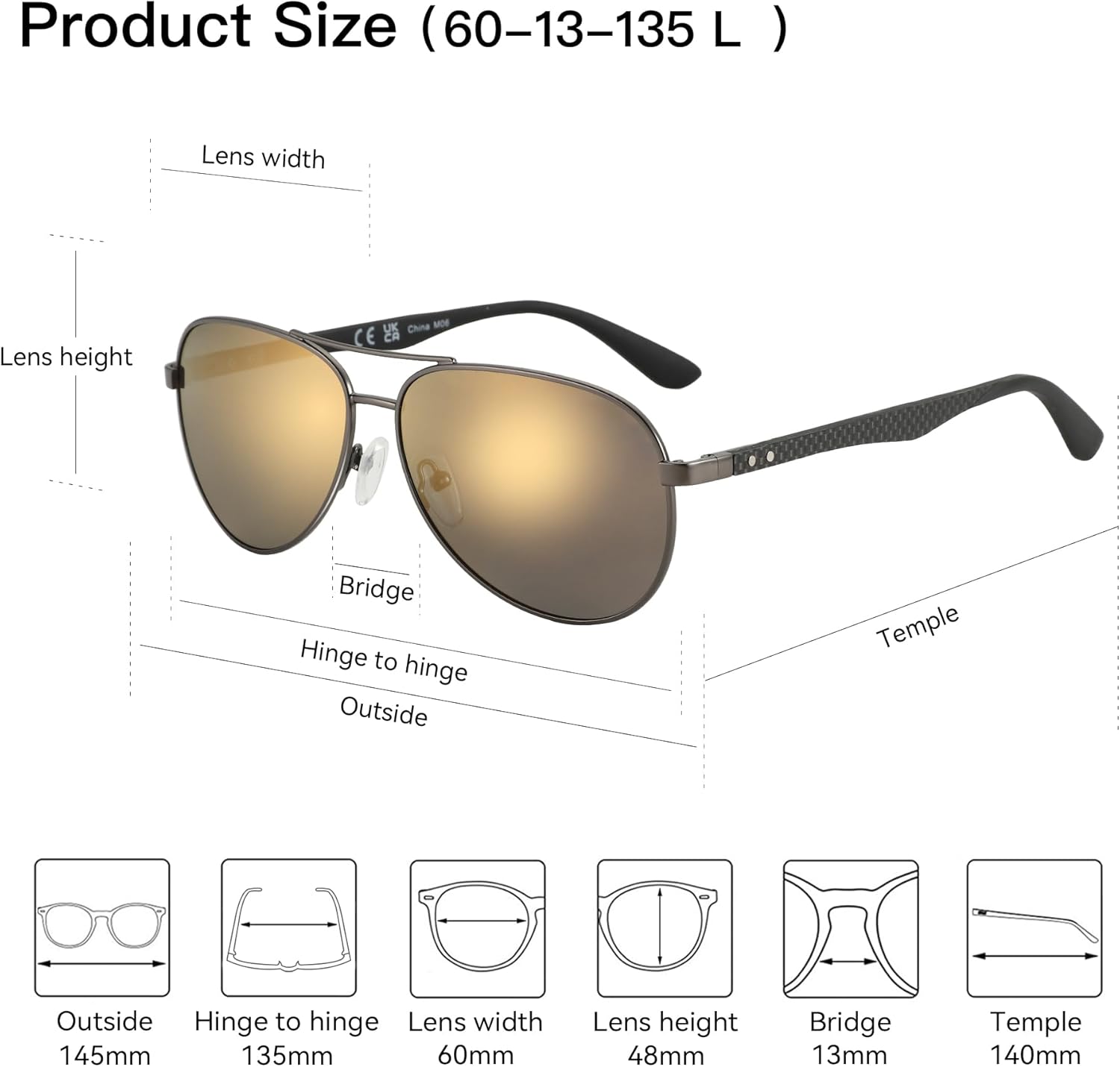 ZENOTTIC Polarized Aviator Sunglasses for Men Carbon Fiber Temple Pilot Sun Glasses with Mirrored Lens UV Protection