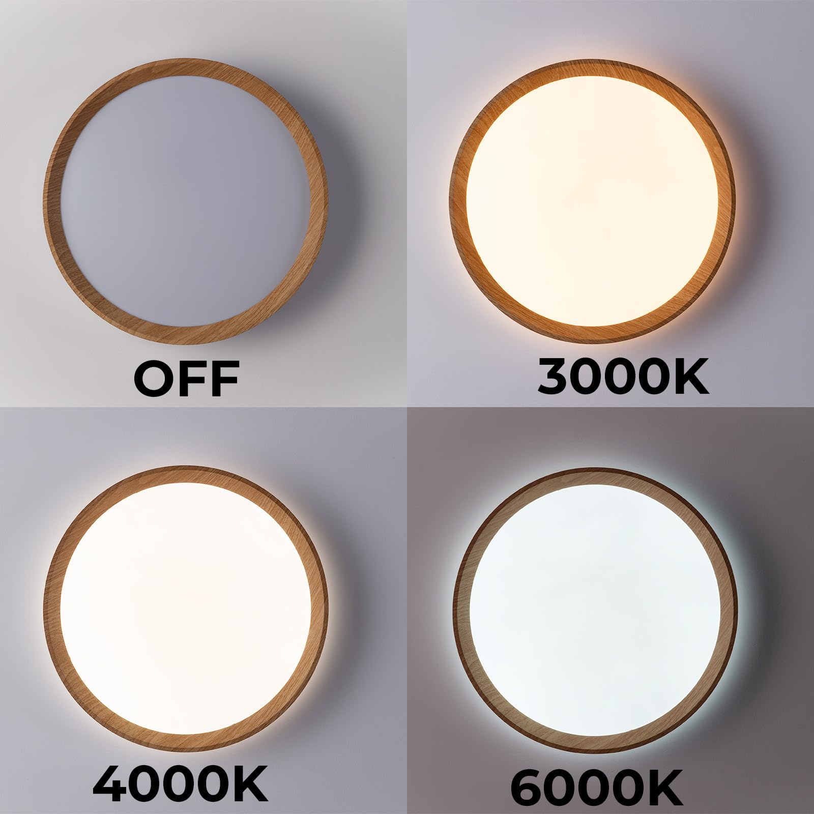 Alpinaluz Plafón LED Techo 30W Ø40cm, Luz CCT 3000K 4000K 6000K, Diseño Moderno, Carcasa de Policarbonato Resistente con Acabado en Efecto Madera, para Salón, Dormitorio o Comedor