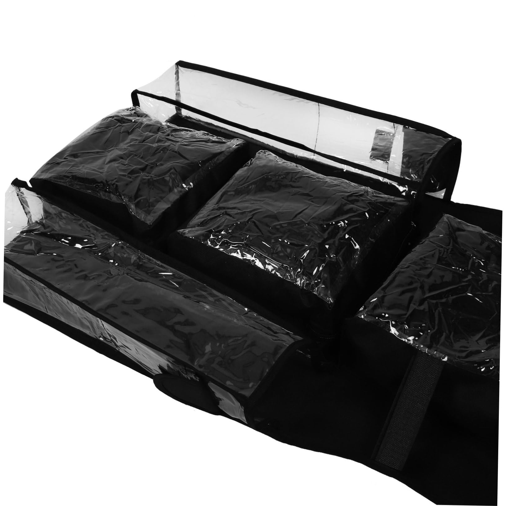 Hängender Geschenkpapier Organizer mit Haken, Schwarz, Polyester | Tür oder Schrank, Langlebige Kunststoff Details, Schlankes Minimalistisches Design