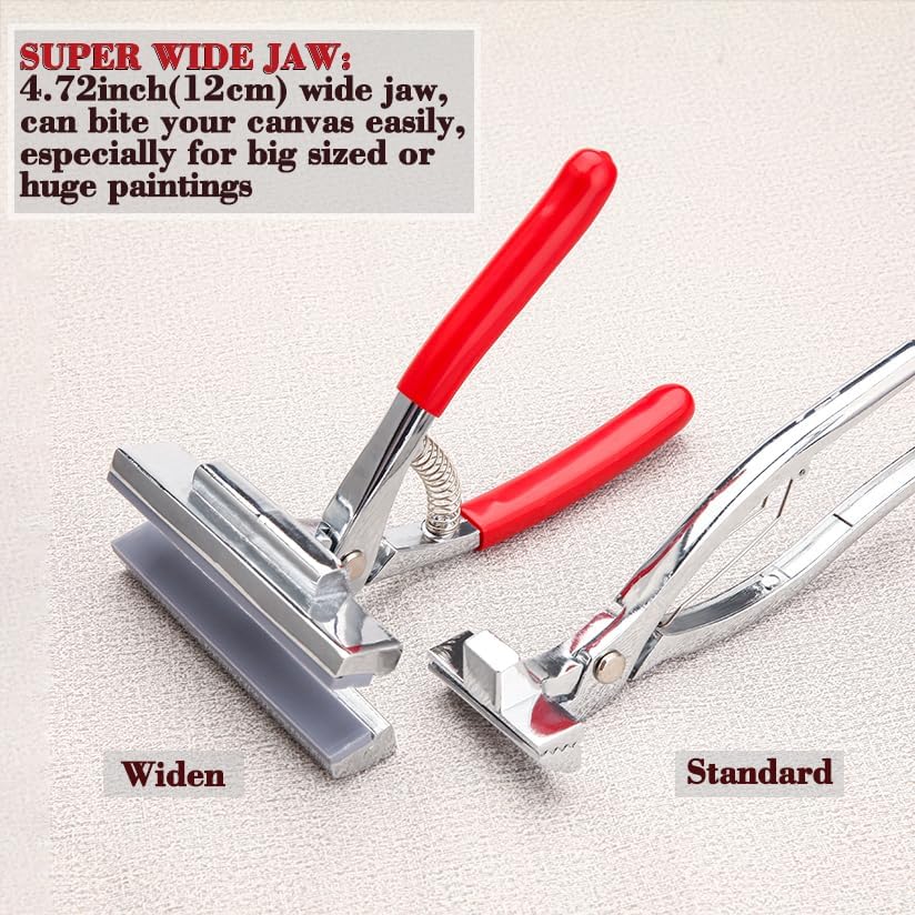 Miniatura 5 de Juego de alicates de lona y removedor de grapas, alicates para estirar, herramienta de pintura de dibujo resistente con mandíbula dentada ancha para