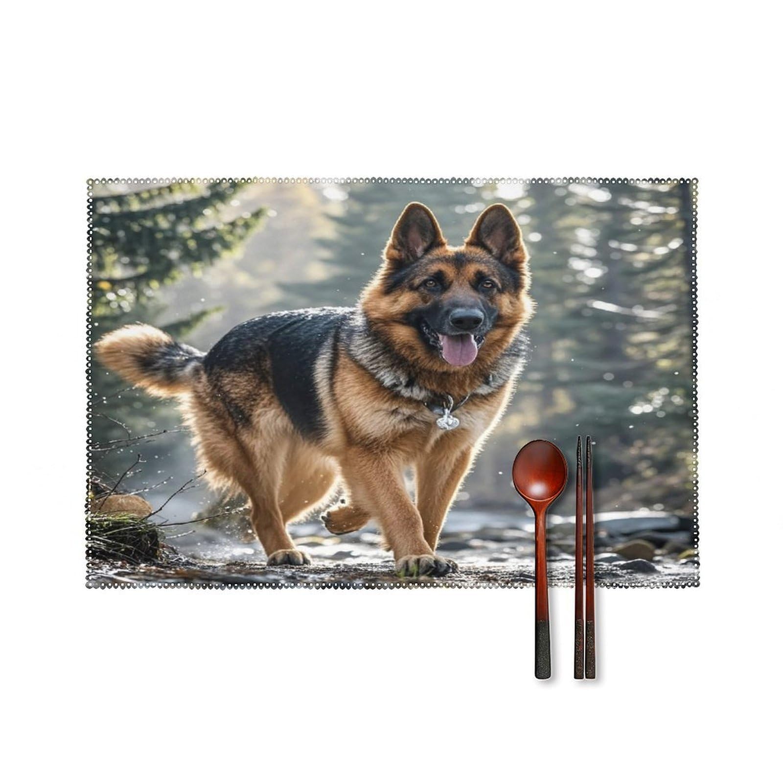 Fekiloot Style German Shepherd Dog Placemats Set Of 6,Table Mat