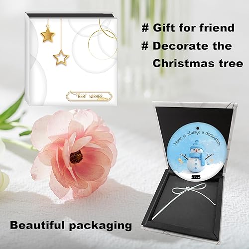 Miniatura 3 de Regalos de inauguración de la casa, adorno de Navidad de cerámica de 3.5 pulgadas con caja de regalo, adorno de primera Navidad en nuestro nuevo