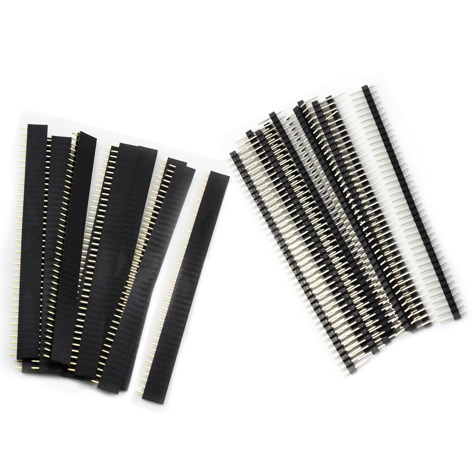 50 pezzi di schede PCB da 2,54 mm con connettori maschili e femminili a 40 pin, pin per saldatura, ciabatta per PCB, pin di saldatura, scheda perforata per prototipo di scudo Arduino