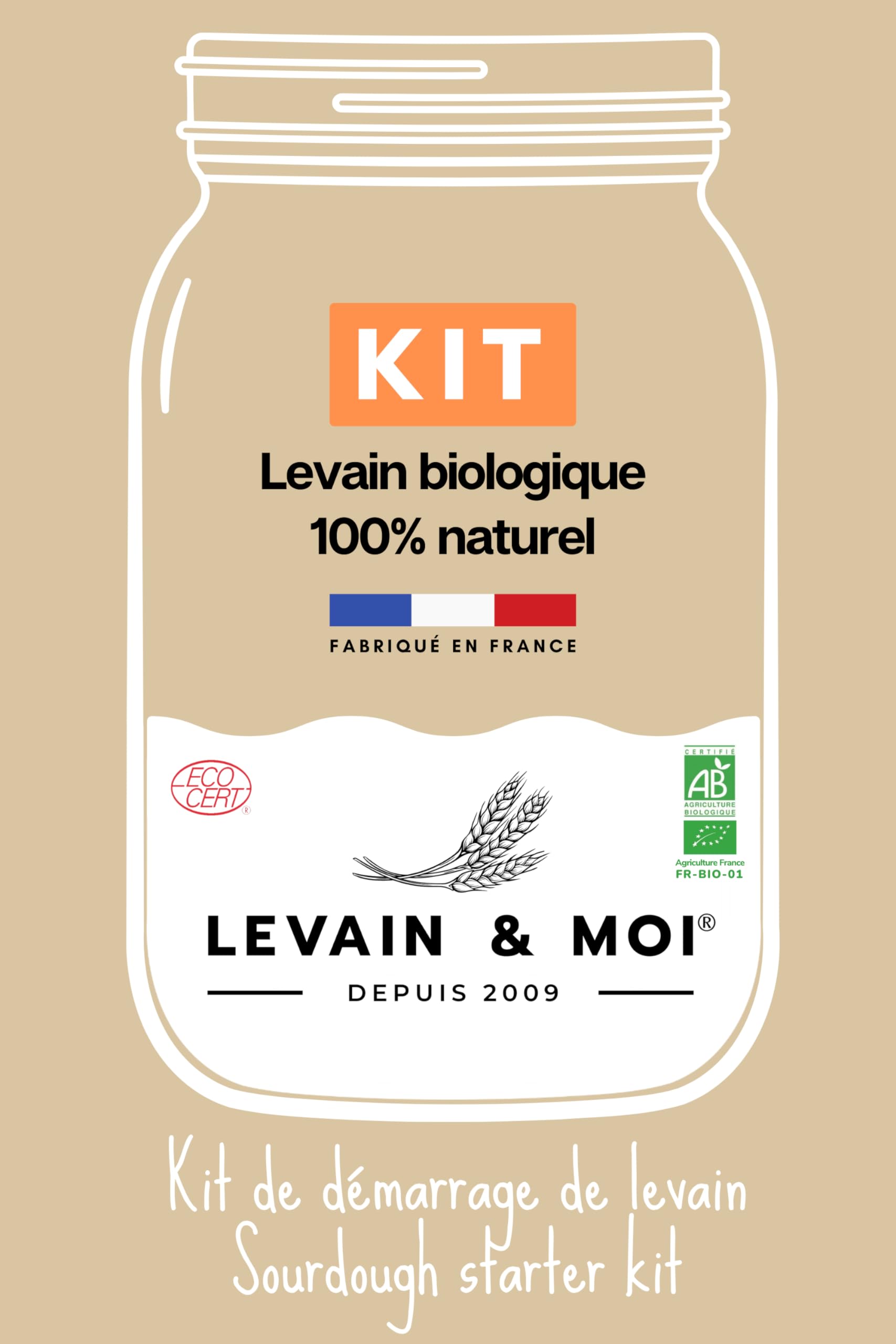 Box Kit LEVAIN avec Souche LEVAIN BIO Millésime 2009 – Sourdough Starter Kit – Réveil 24h