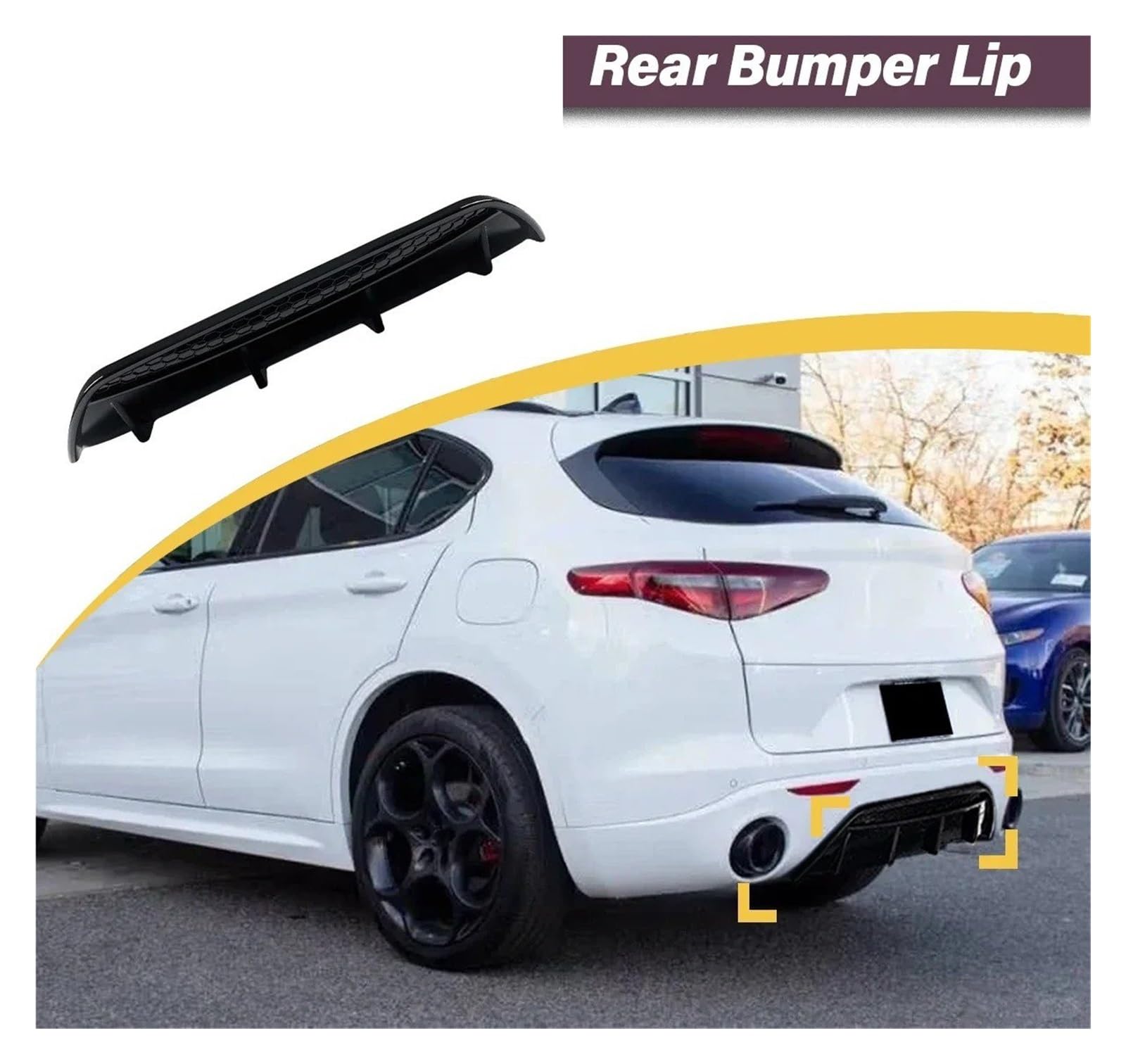 Paraurti Posteriore Diffusore Per Alfa Per Romeo Per Stelvio 2017 2018 2019 2020 2021 2022 2023 2024 Paraurti Posteriore Spoiler Labbro Diffusore Kit(Glossy Black)