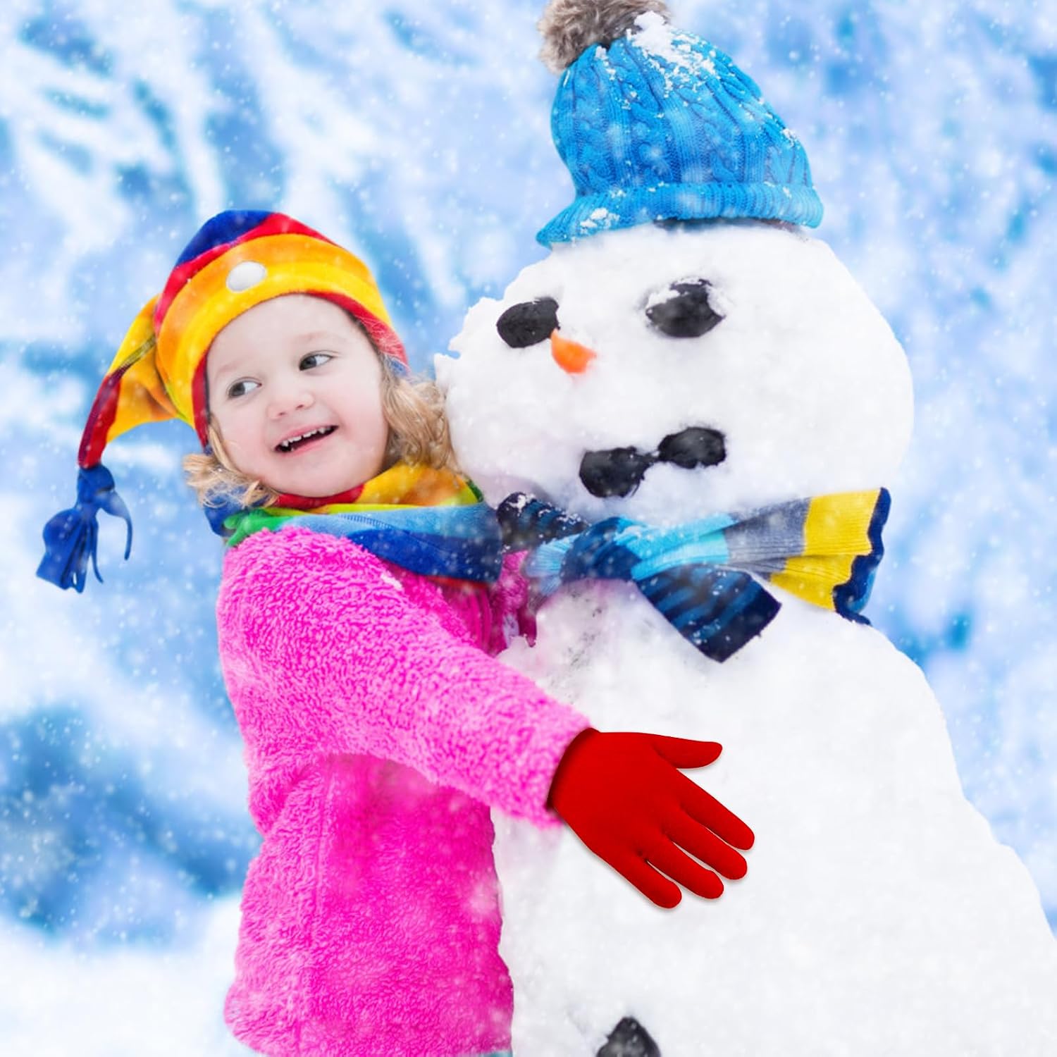 ONESING 16 Pairs Knitted Winter Gloves Children Gloves Bulk Kids Gloves for Boys Girls - Keep Little Hands Warm and Trendy
